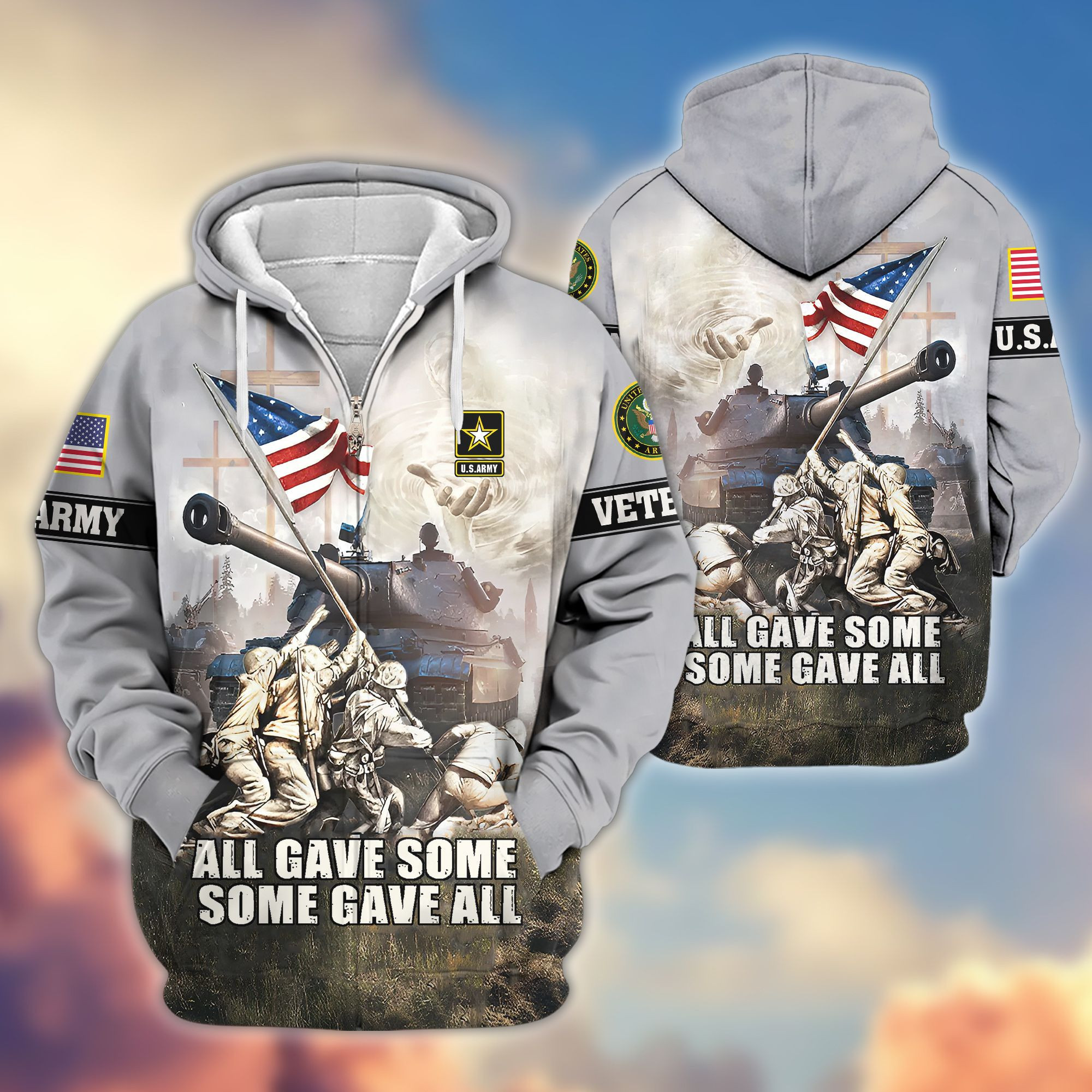 Premium US Army Zip Up Hoodie VPVC607801, Gifts For Army Veteran, Gifts On Father’s Day, Veterans Day