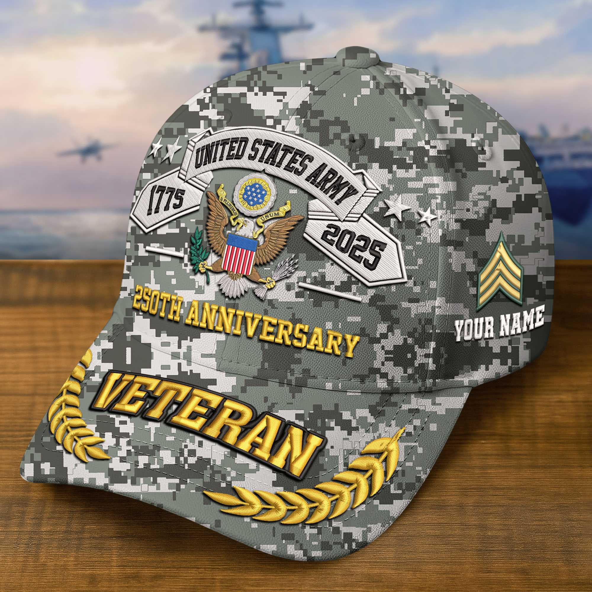 Premium 250th Anniversary Of The Army Embroidered Hats VPVC308802, Custom Name & Rank, Gifts For Army Veteran, Gifts On Father’s Day, Veterans Day