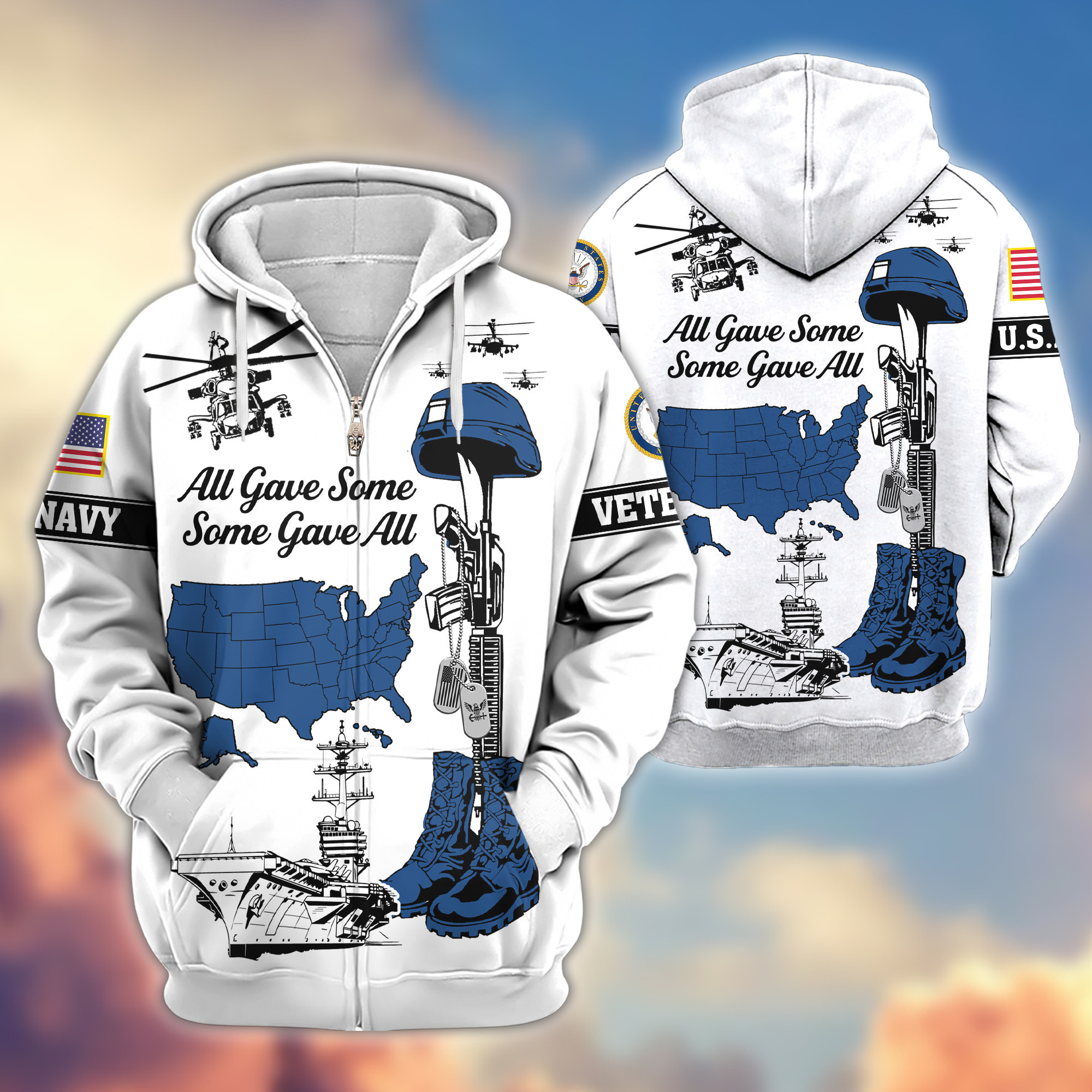 Premium US Navy Zip Up Hoodie VPVC607902, Gifts For Navy Veteran, Gifts On Father’s Day, Veterans Day