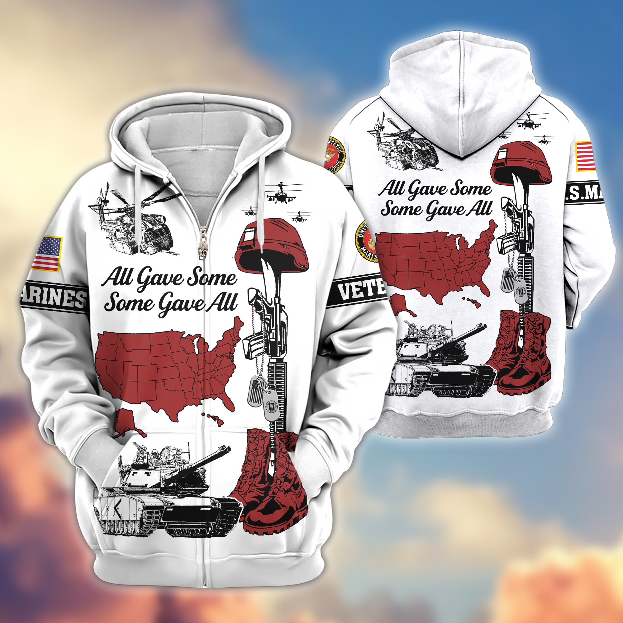 Premium USMC Zip Up Hoodie VPVC607903, Gifts For Marine Veteran, Gifts On Father’s Day, Veterans Day