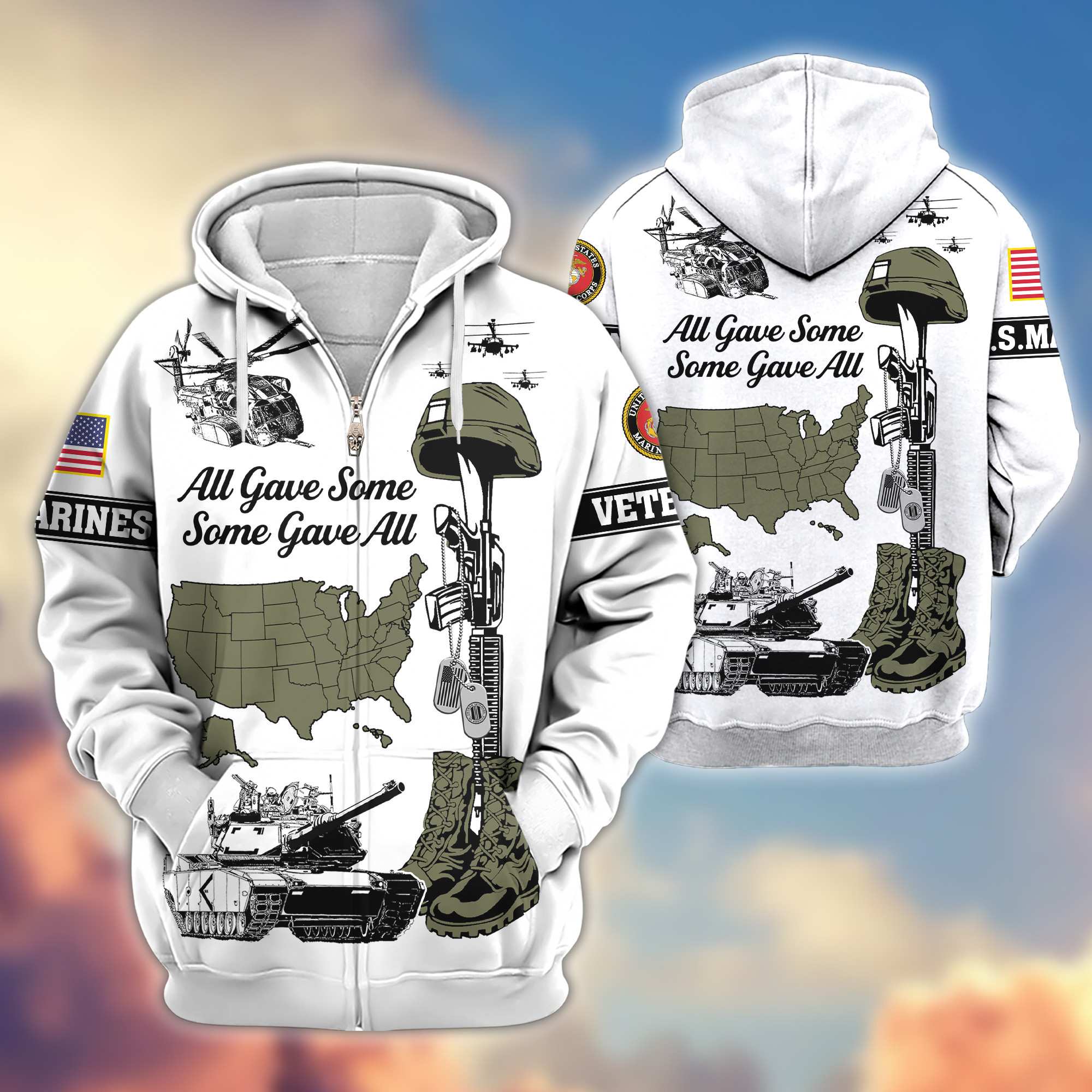 Premium USMC Zip Up Hoodie VPVC607911, Gifts For Marine Veteran, Gifts On Father’s Day, Veterans Day