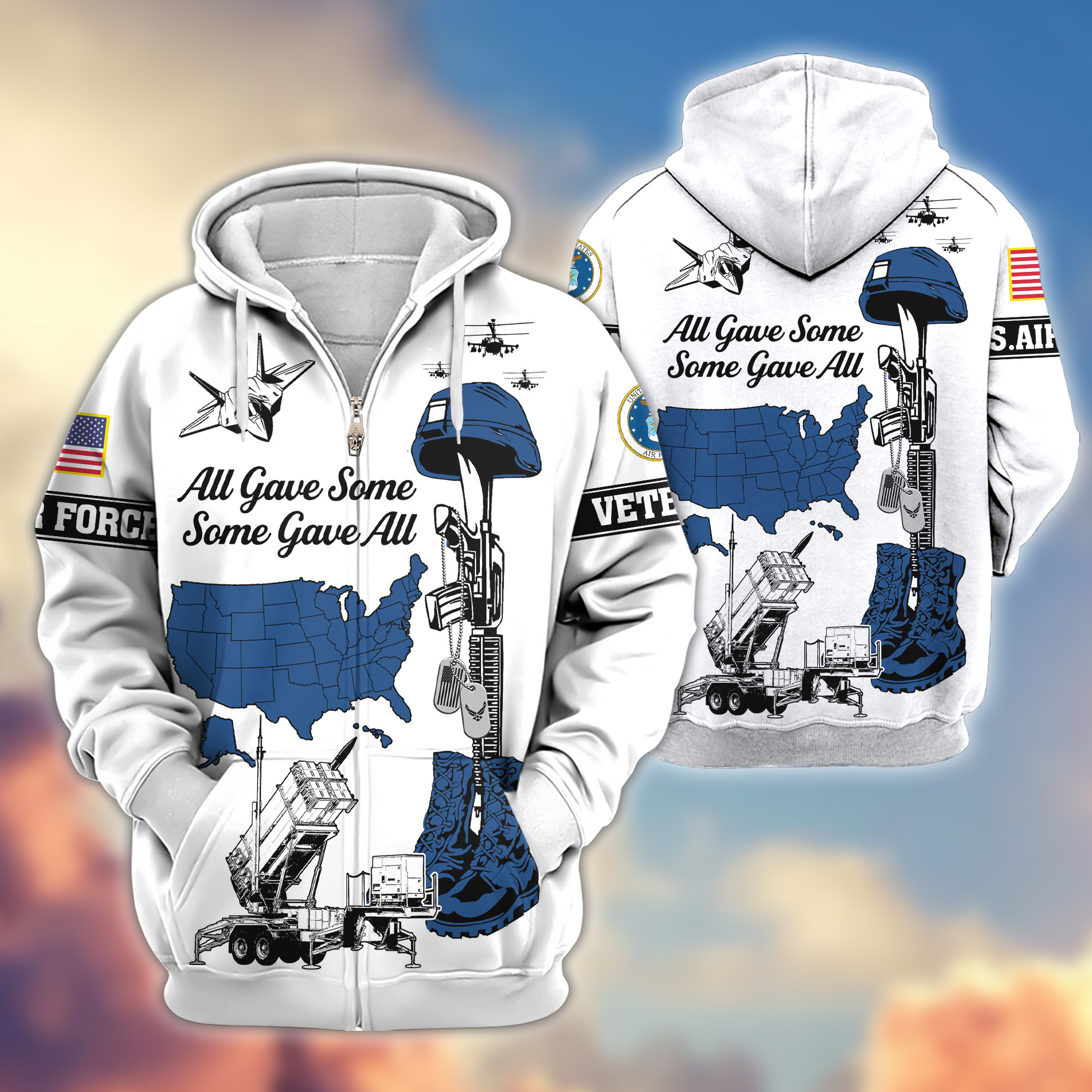 Premium USAF Zip Up Hoodie VPVC607904, Gifts For Air Force Veteran, Gifts On Father’s Day, Veterans Day
