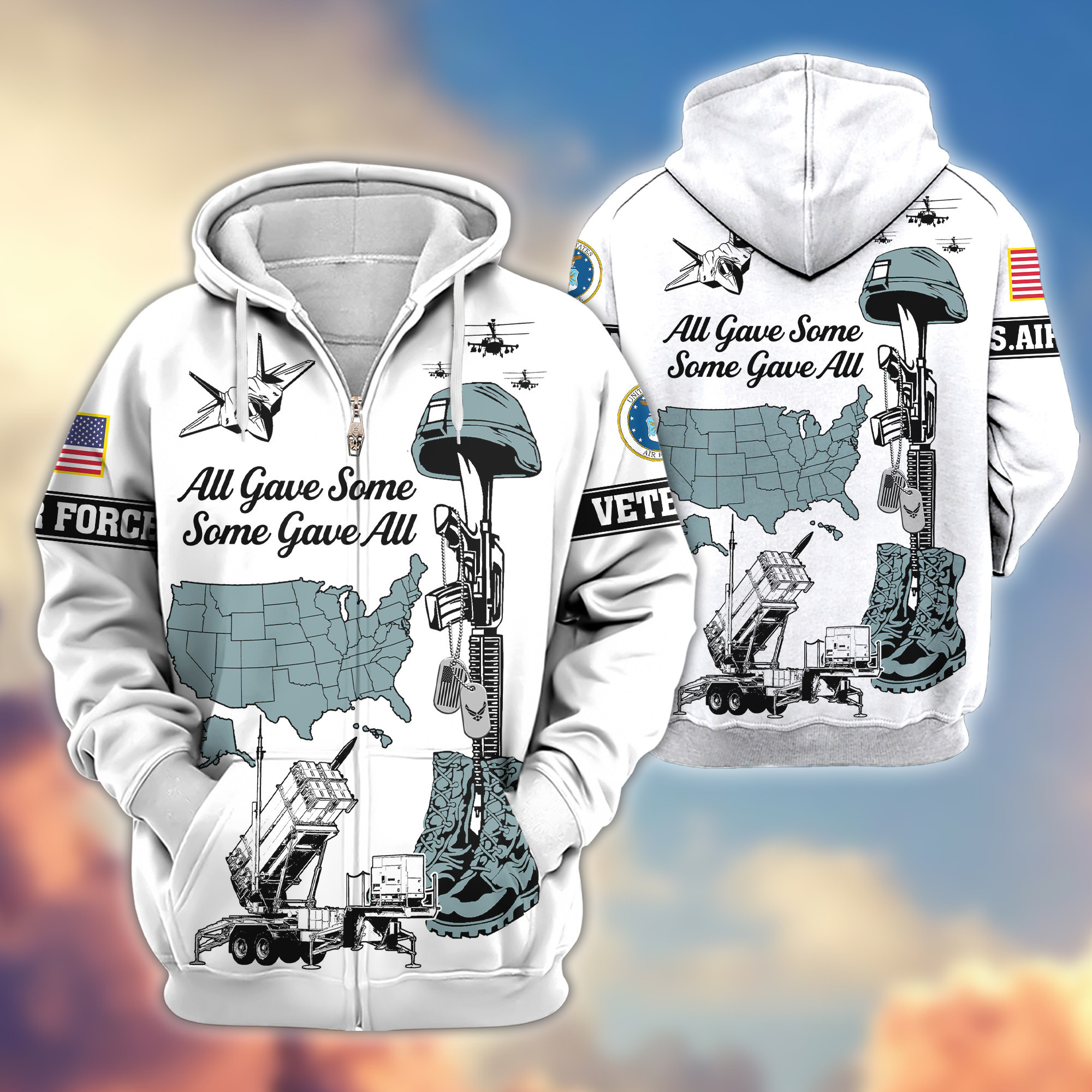 Premium USAF Zip Up Hoodie VPVC607912, Gifts For Air Force Veteran, Gifts On Father’s Day, Veterans Day