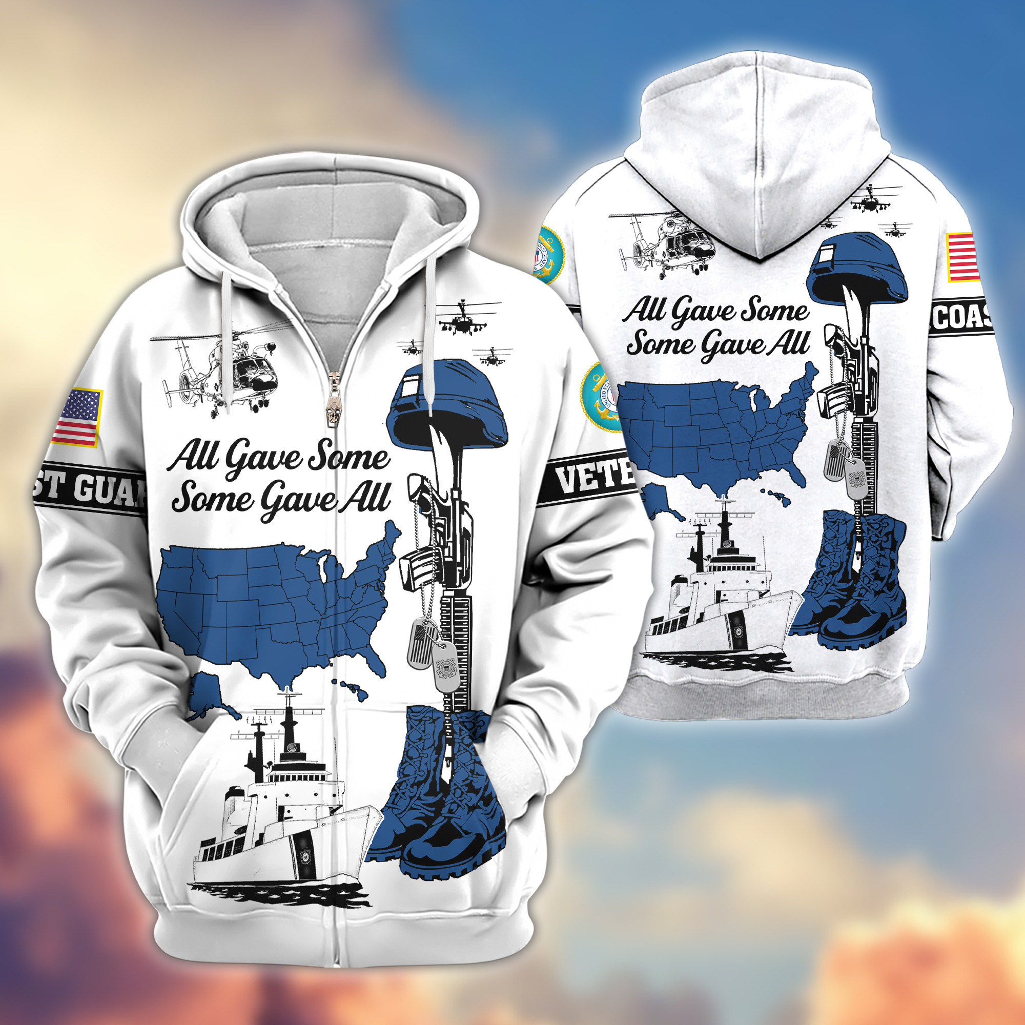 Premium USCG Zip Up Hoodie VPVC607905, Gifts For Coast Guard Veteran, Gifts On Father’s Day, Veterans Day