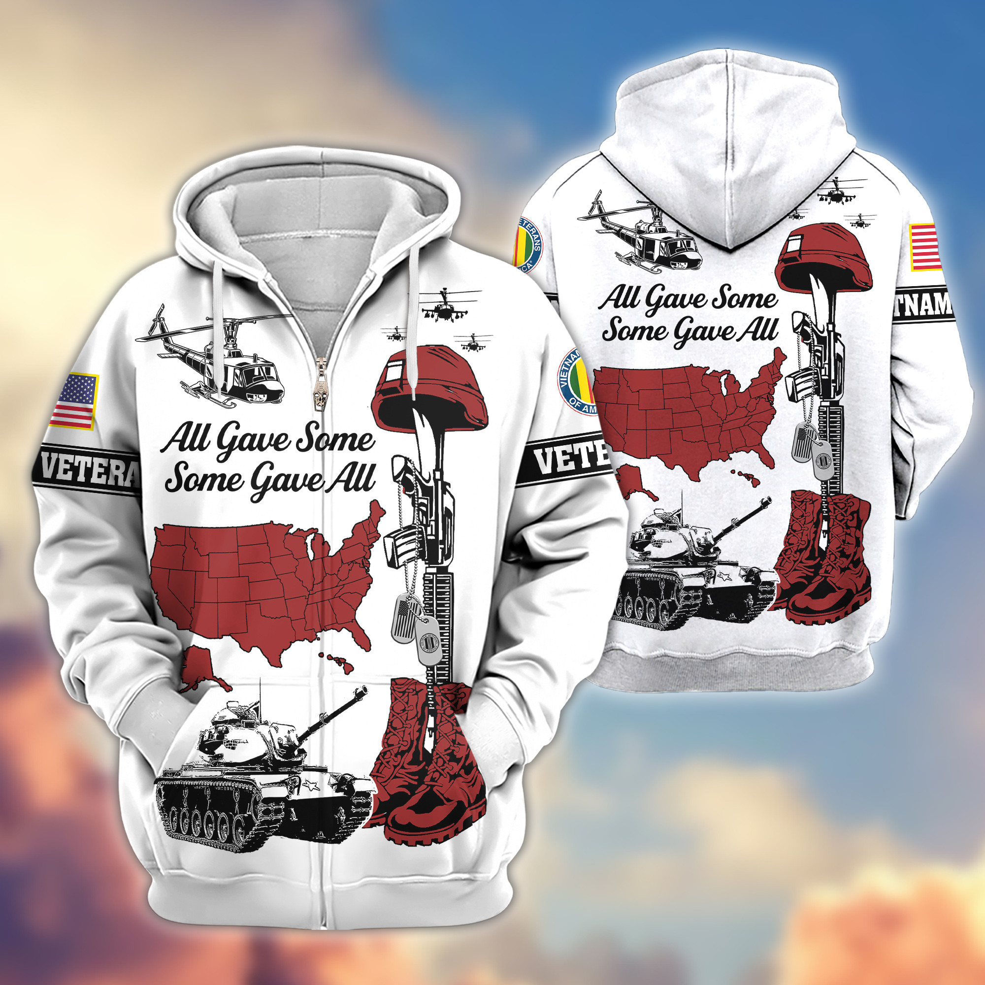 Premium Vietnam Veteran Zip Up Hoodie VPVC607906, Gifts For Vietnam Veteran, Gifts On Father’s Day, Veterans Day