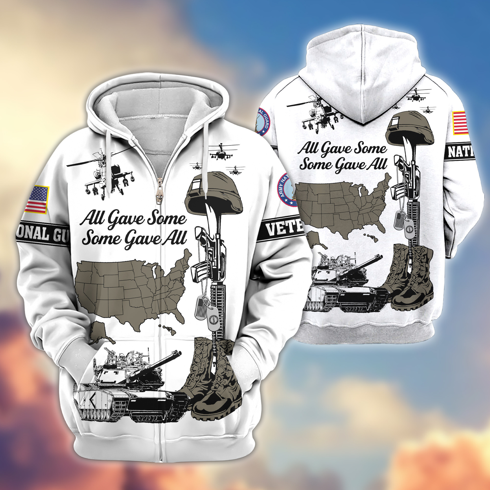 Premium US Army National Guard Zip Up Hoodie VPVC607908, Gifts For Army National Guard Veteran, Gifts On Father’s Day, Veterans Day