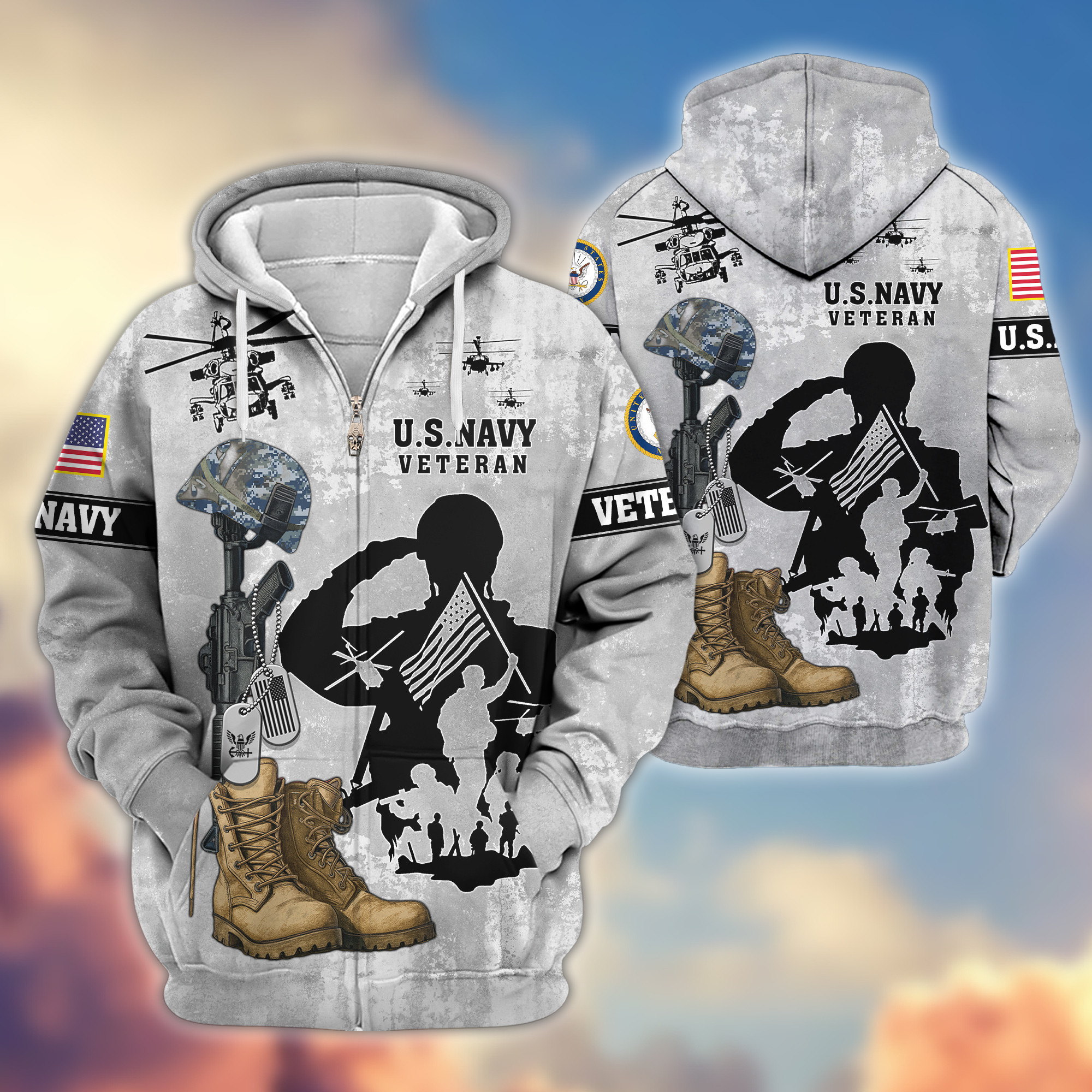 Premium US Navy Zip Up Hoodie VPVC608002, Gifts For Navy Veteran, Gifts On Father’s Day, Veterans Day