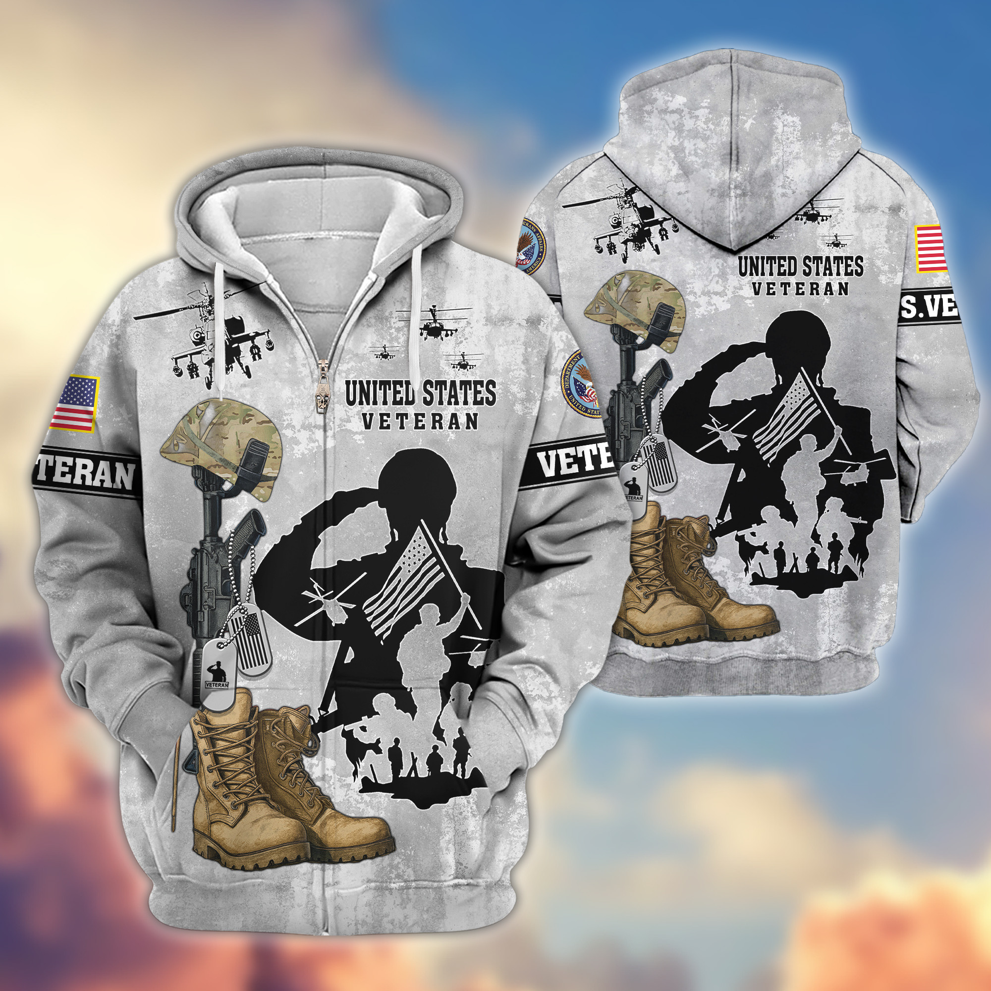 Premium US Veteran Zip Up Hoodie VPVC608007, Gifts For US Veteran, Gifts On Father’s Day, Veterans Day