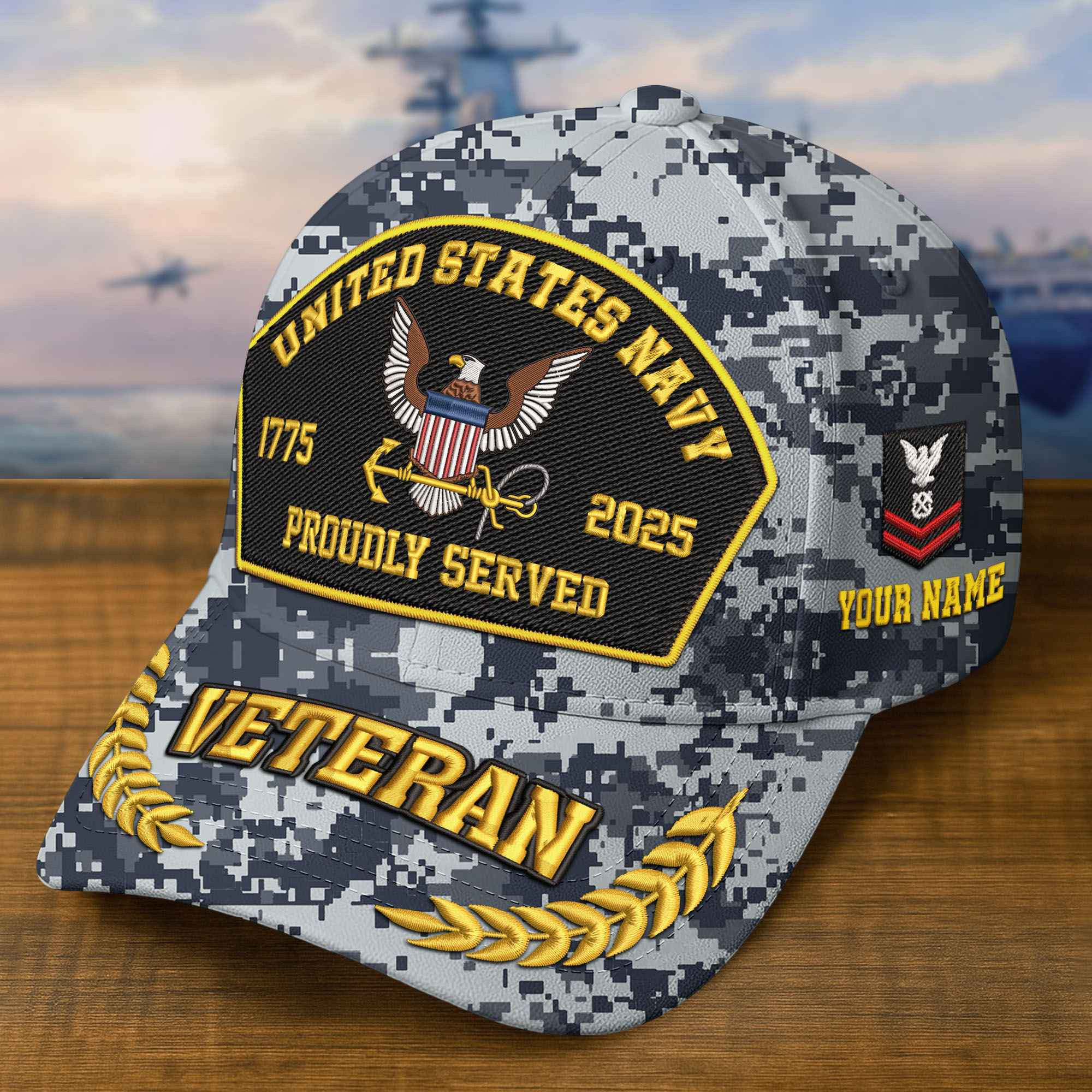 Premium Custom US Navy Embroidered Hat VPVC308904, 250th Anniversary Navy Hat, Gifts For Navy Veteran, Gifts On Father’s Day, Veterans Day