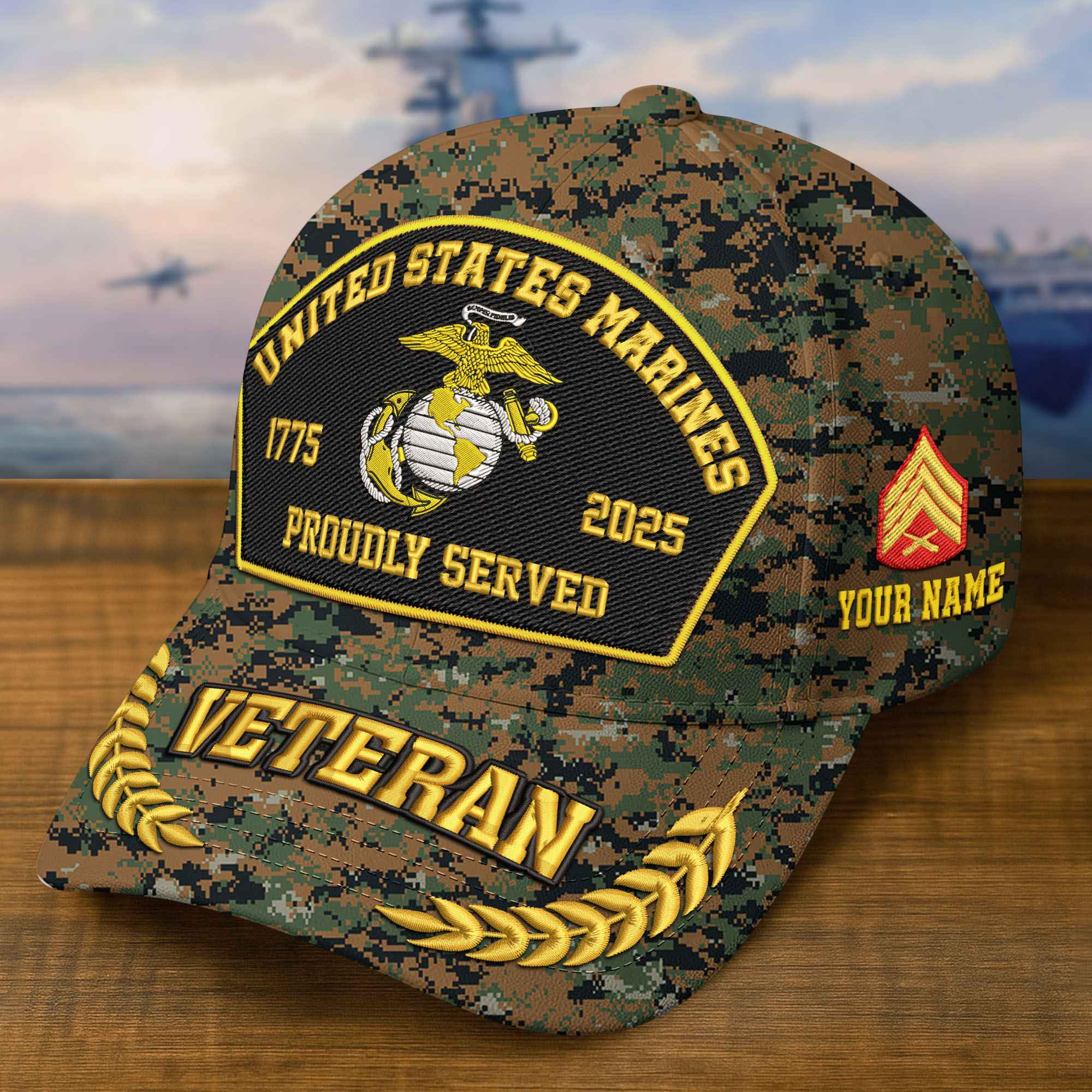Premium Custom USMC Embroidered Hat VPVC308906, 250th Anniversary Marine Corps Hat, Gifts For Marine Veteran, Gifts On Father’s Day, Veterans Day