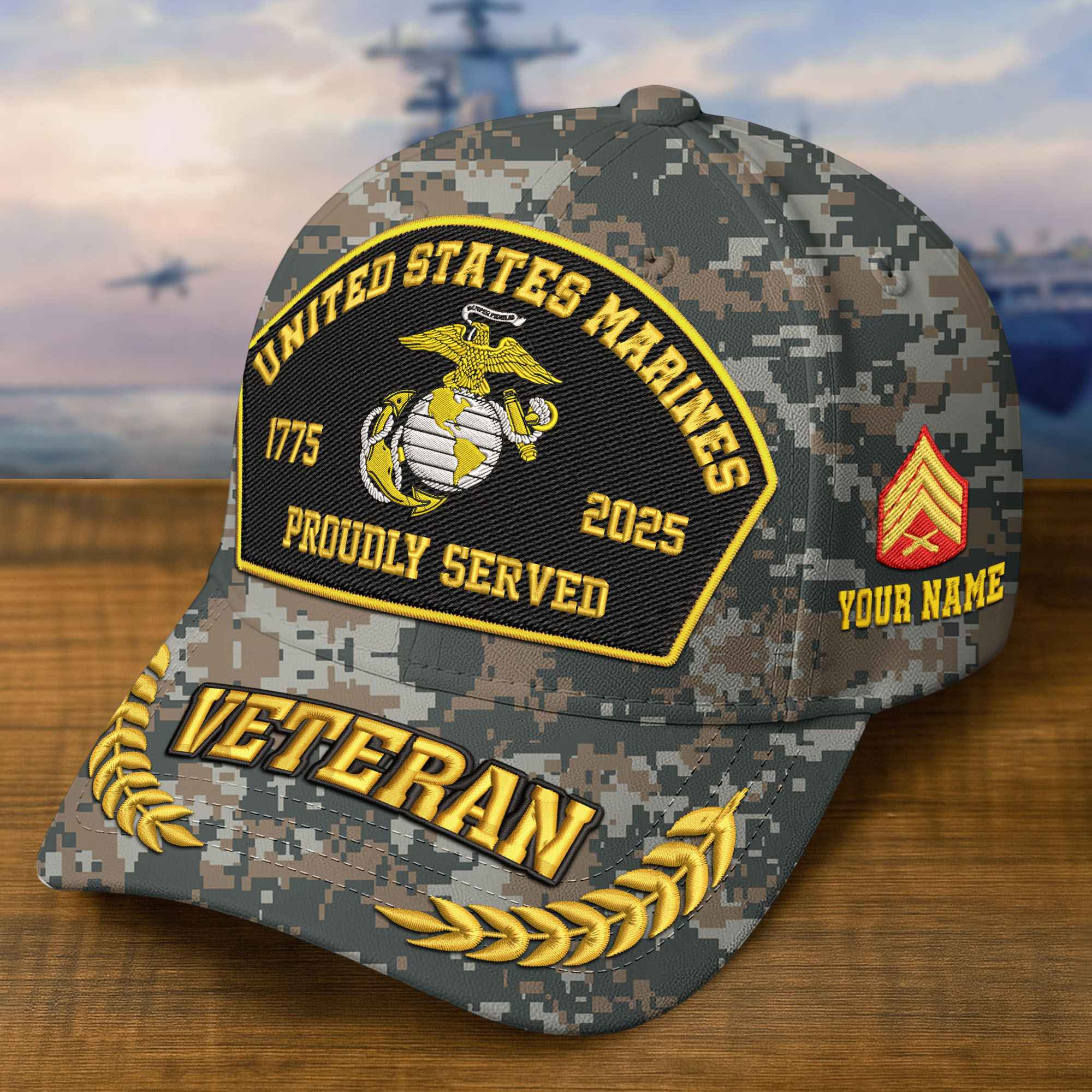 Premium Custom USMC Embroidered Hat VPVC308907, 250th Anniversary Marine Corps Hat, Gifts For Marine Veteran, Gifts On Father’s Day, Veterans Day