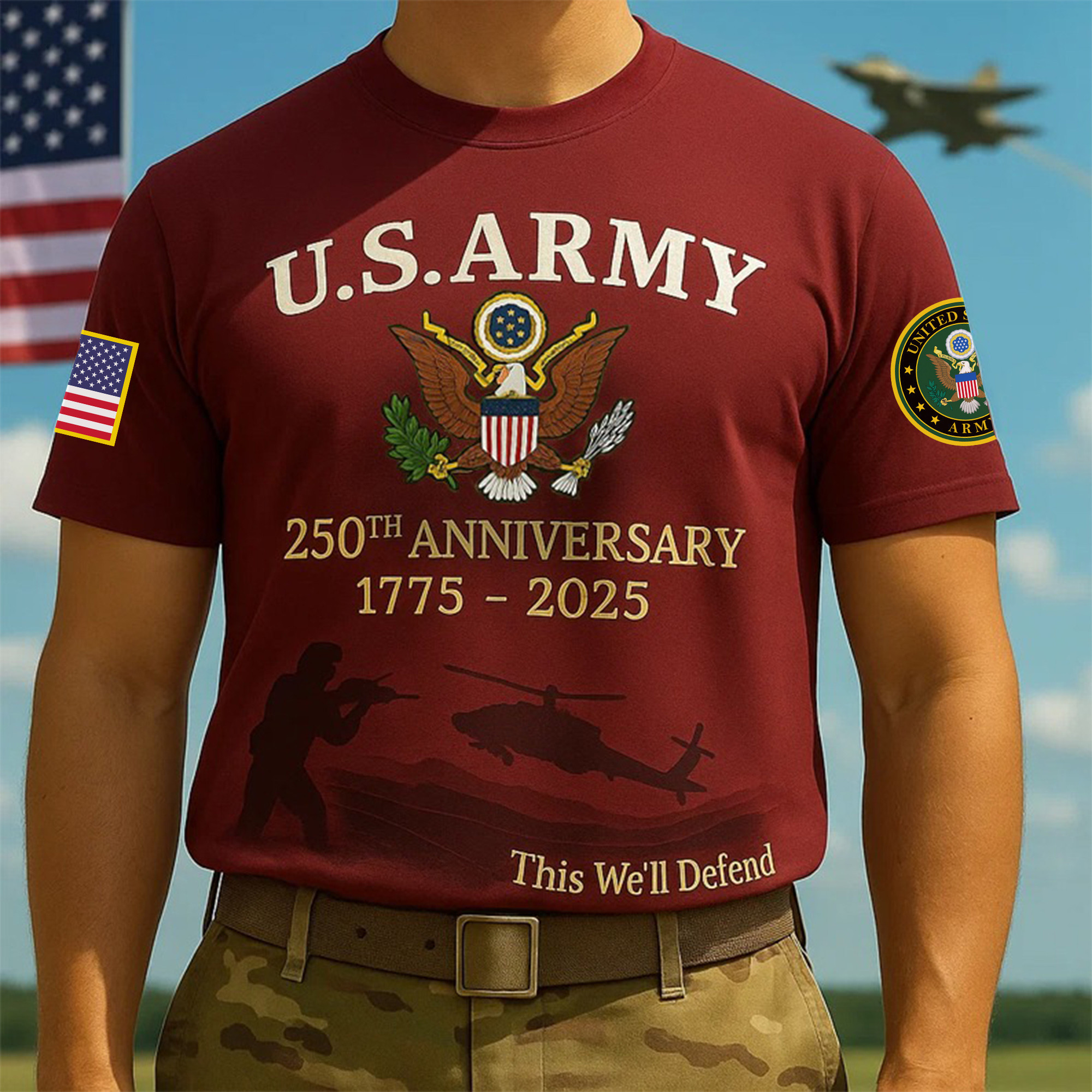 Premium 250th Anniversary Of The Army T-Shirt VPVC930012, Gifts For Army Veteran, Gifts On Father’s Day, Veterans Day