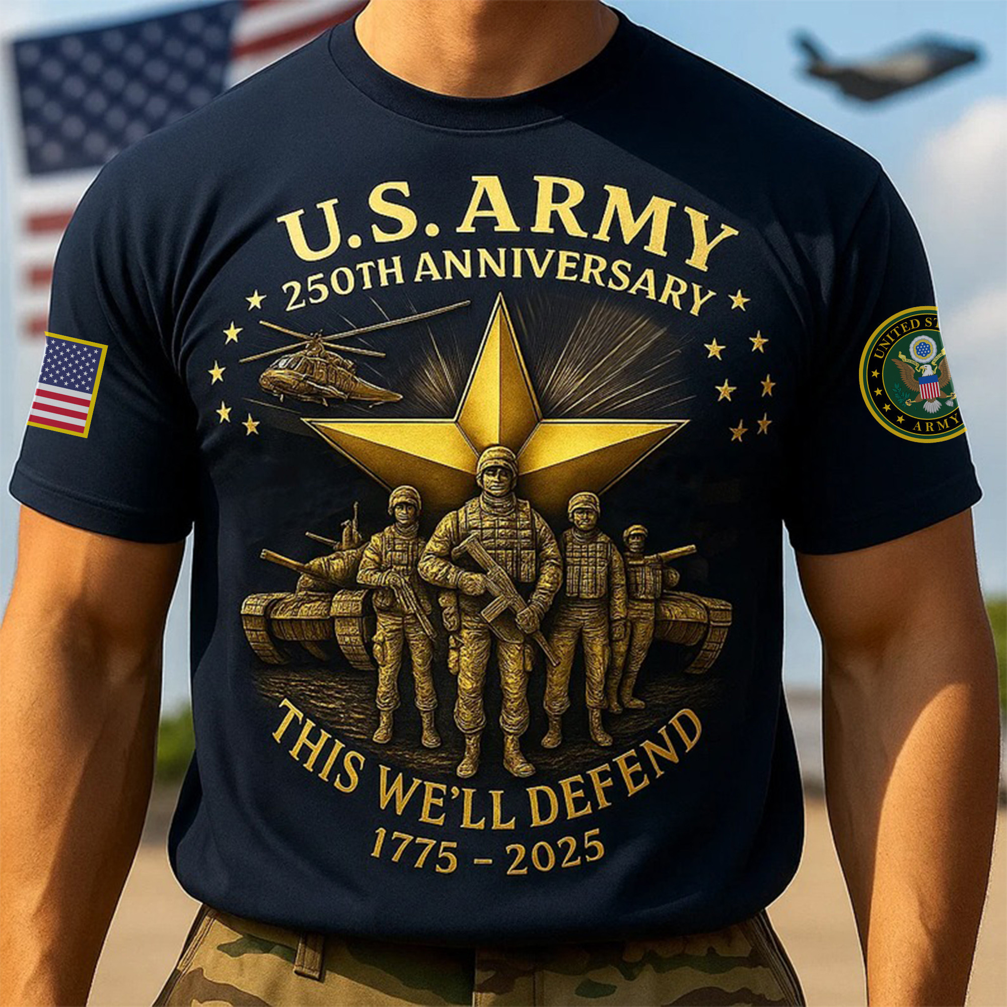 Premium 250th Anniversary Of The Army T-Shirt VPVC930019, Gifts For Army Veteran, Gifts On Father’s Day, Veterans Day