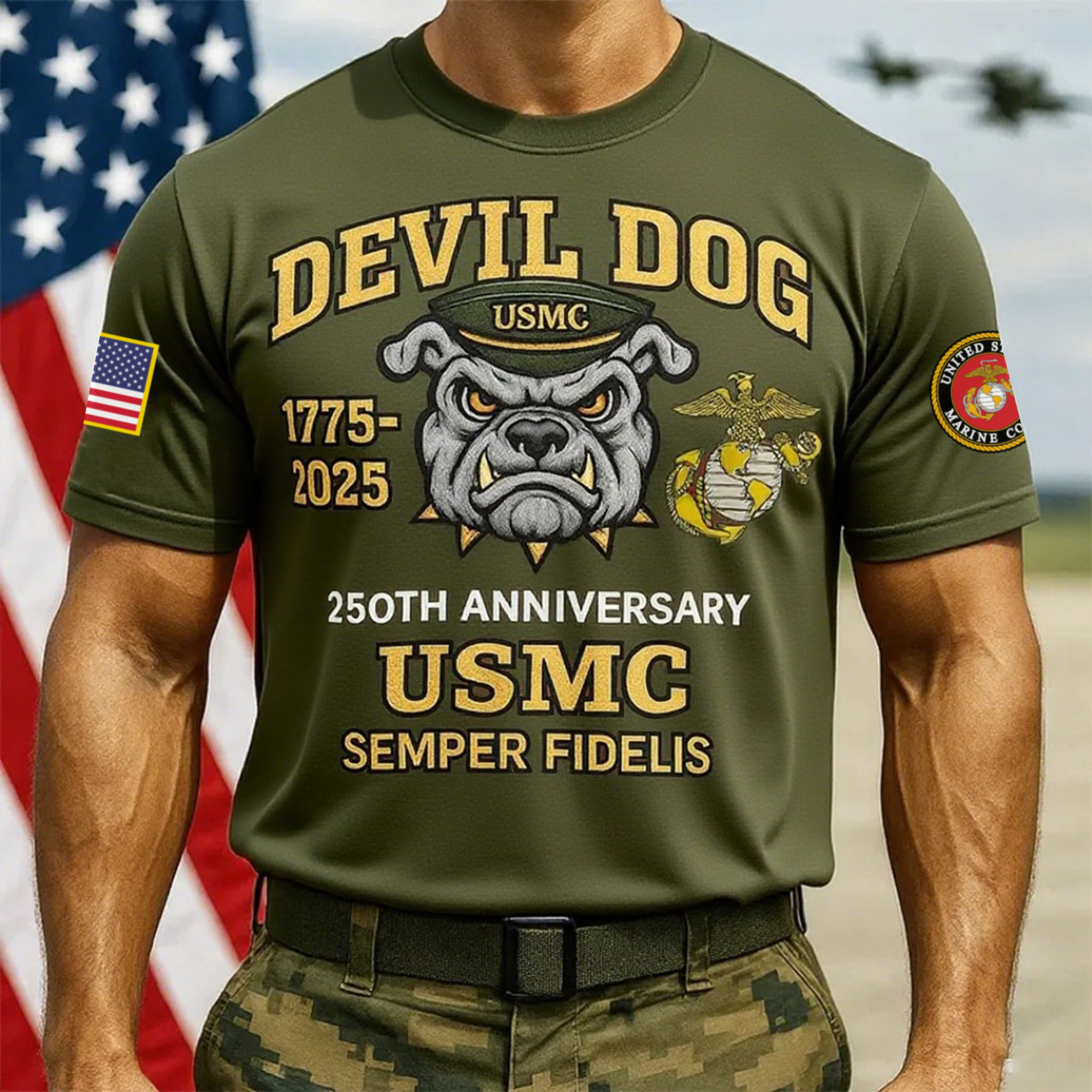 Premium USMC T-Shirt VPVC930037, 250th Anniversary Marine Corps Shirt, Gifts For Marine Veteran, Gifts On Father’s Day, Veterans Day