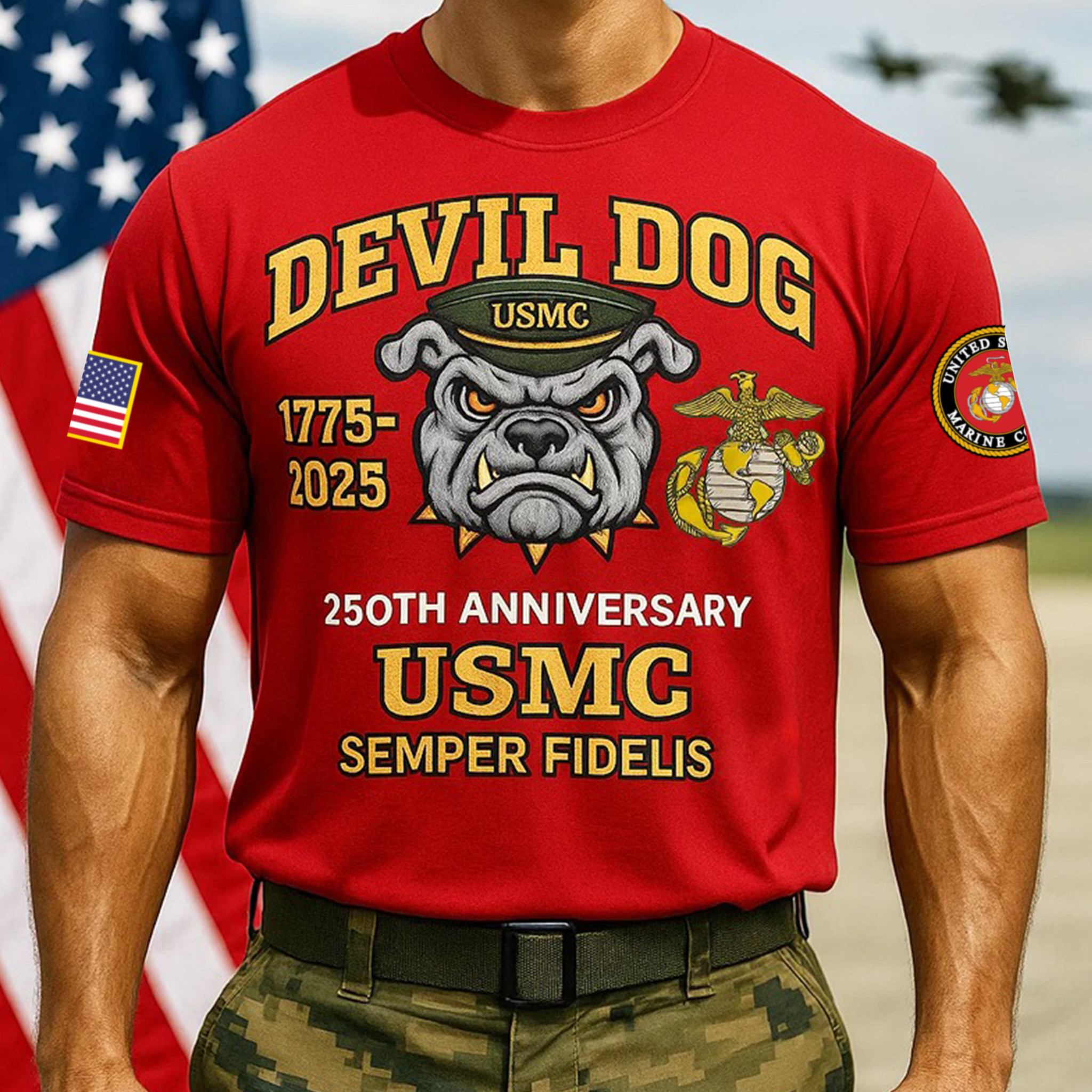 Premium USMC T-Shirt VPVC930038, 250th Anniversary Marine Corps Shirt, Gifts For Marine Veteran, Gifts On Father’s Day, Veterans Day