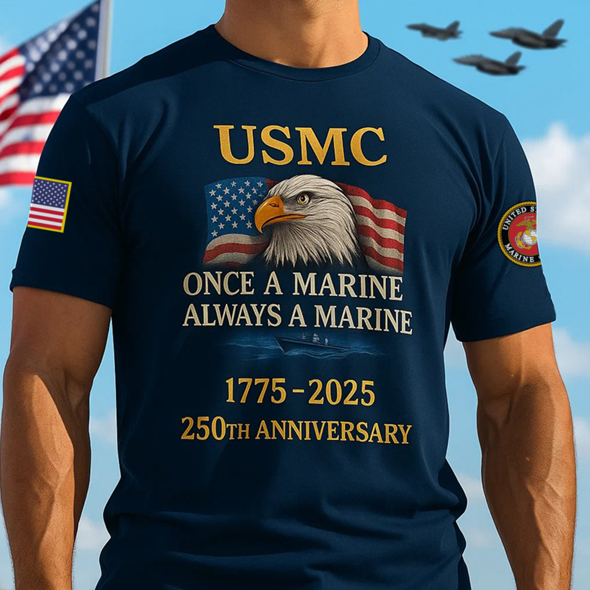 Premium USMC T-Shirt VPVC930039, 250th Anniversary Marine Corps Shirt, Gifts For Marine Veteran, Gifts On Father’s Day, Veterans Day