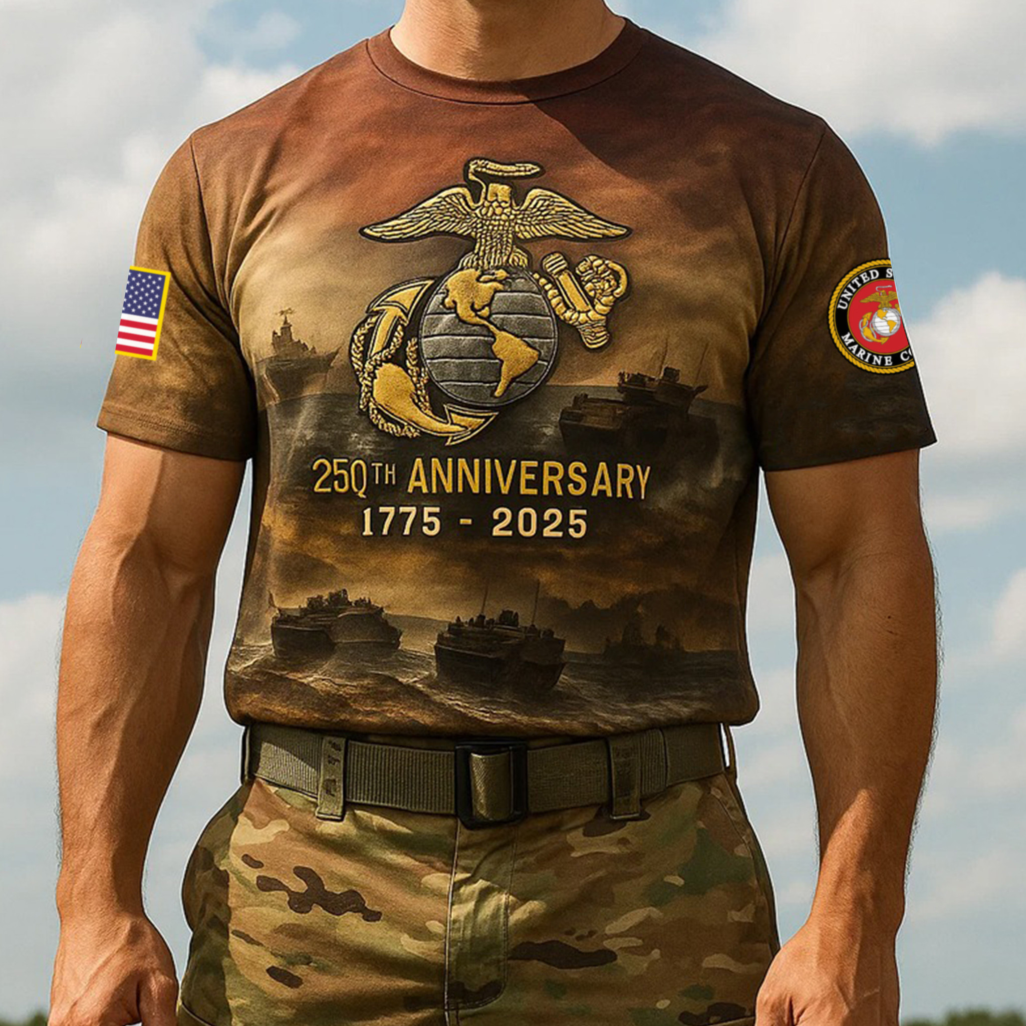 Premium USMC T-Shirt VPVC930040, 250th Anniversary Marine Corps Shirt, Gifts For Marine Veteran, Gifts On Father’s Day, Veterans Day