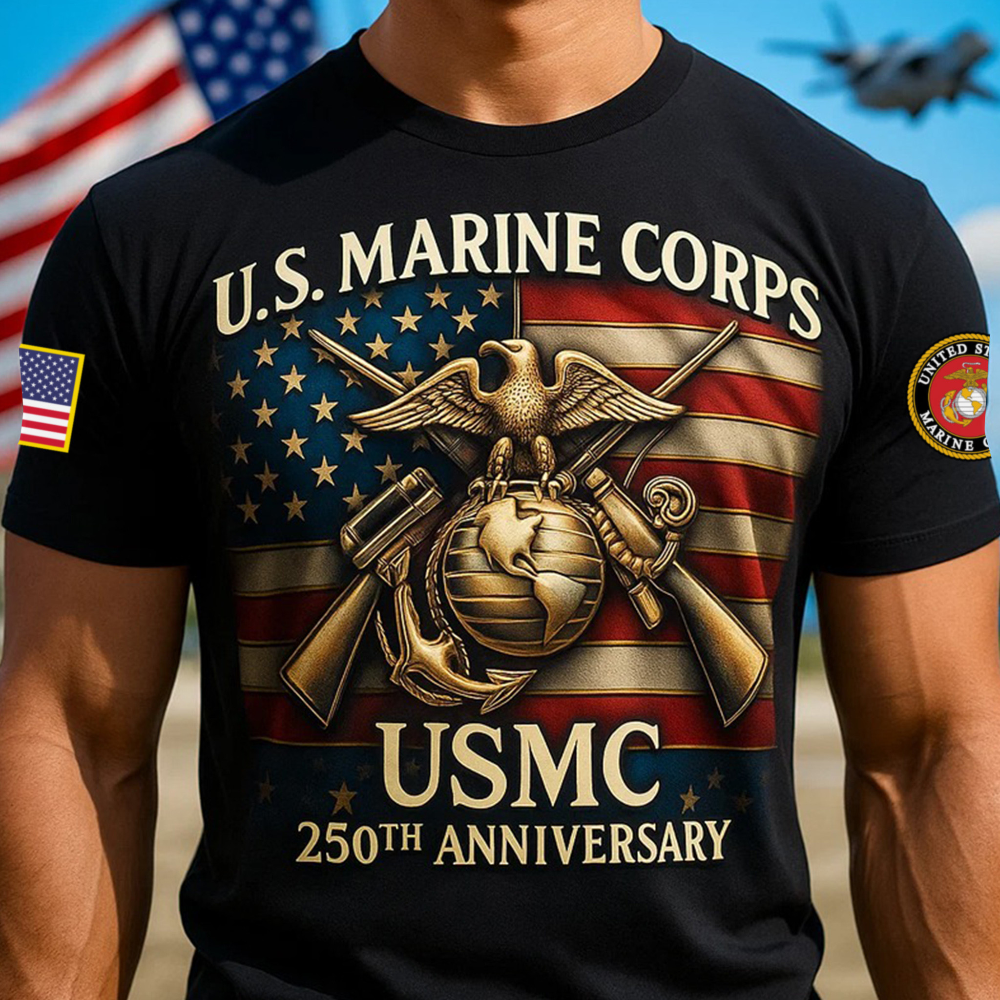 Premium USMC T-Shirt VPVC930041, 250th Anniversary Marine Corps Shirt, Gifts For Marine Veteran, Gifts On Father’s Day, Veterans Day