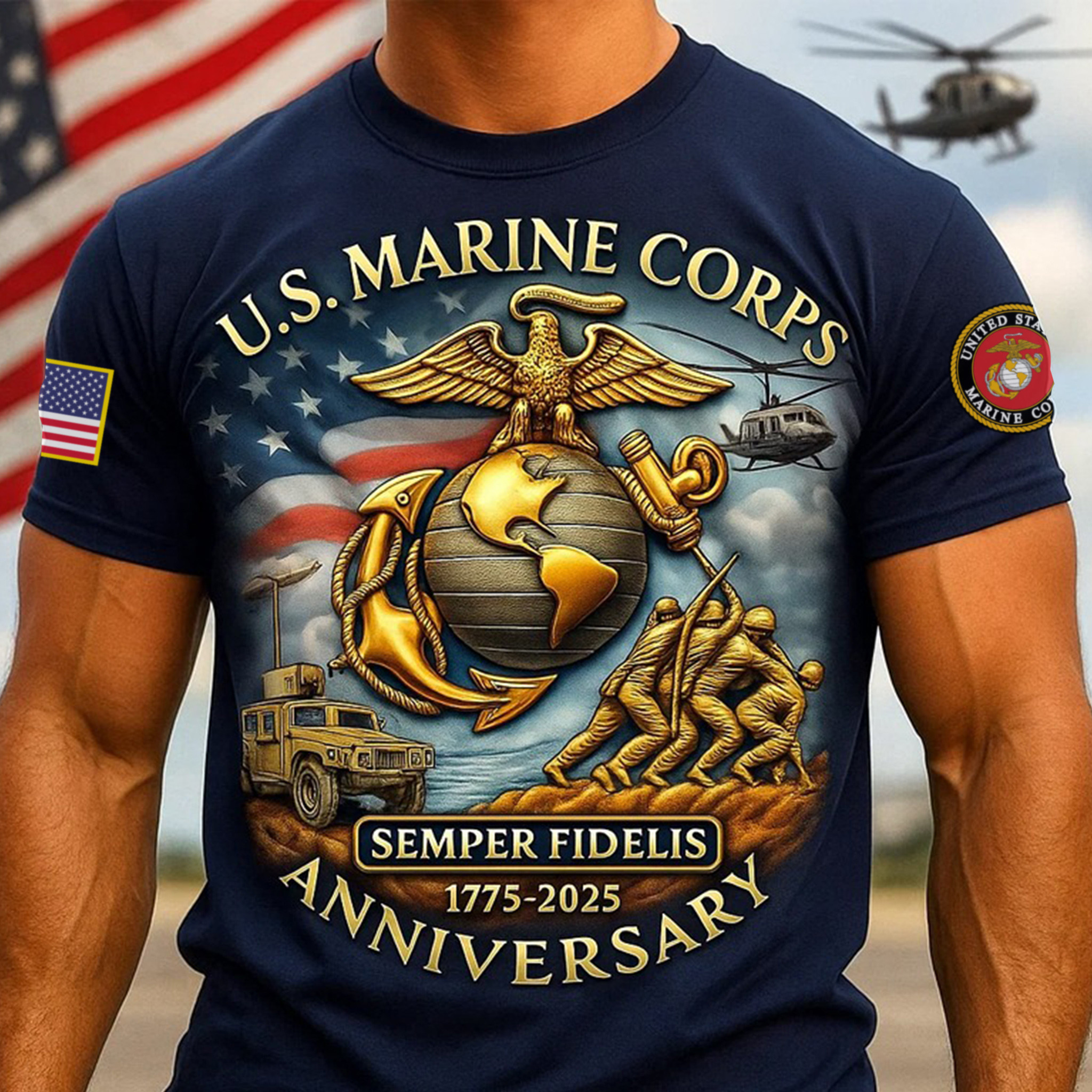 Premium USMC T-Shirt VPVC930042, 250th Anniversary Marine Corps Shirt, Gifts For Marine Veteran, Gifts On Father’s Day, Veterans Day