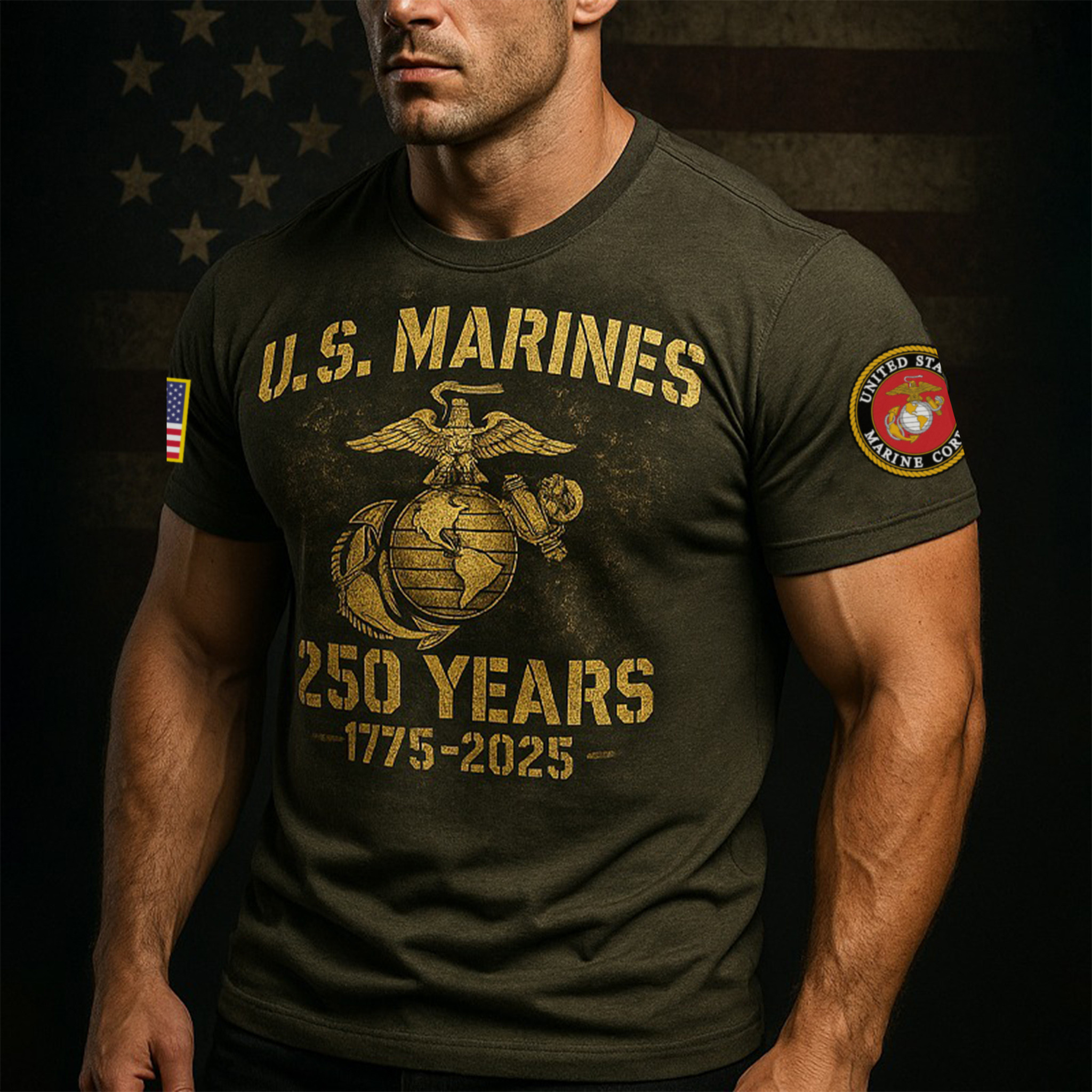 Premium USMC T-Shirt VPVC930043, 250th Anniversary Marine Corps Shirt, Gifts For Marine Veteran, Gifts On Father’s Day, Veterans Day