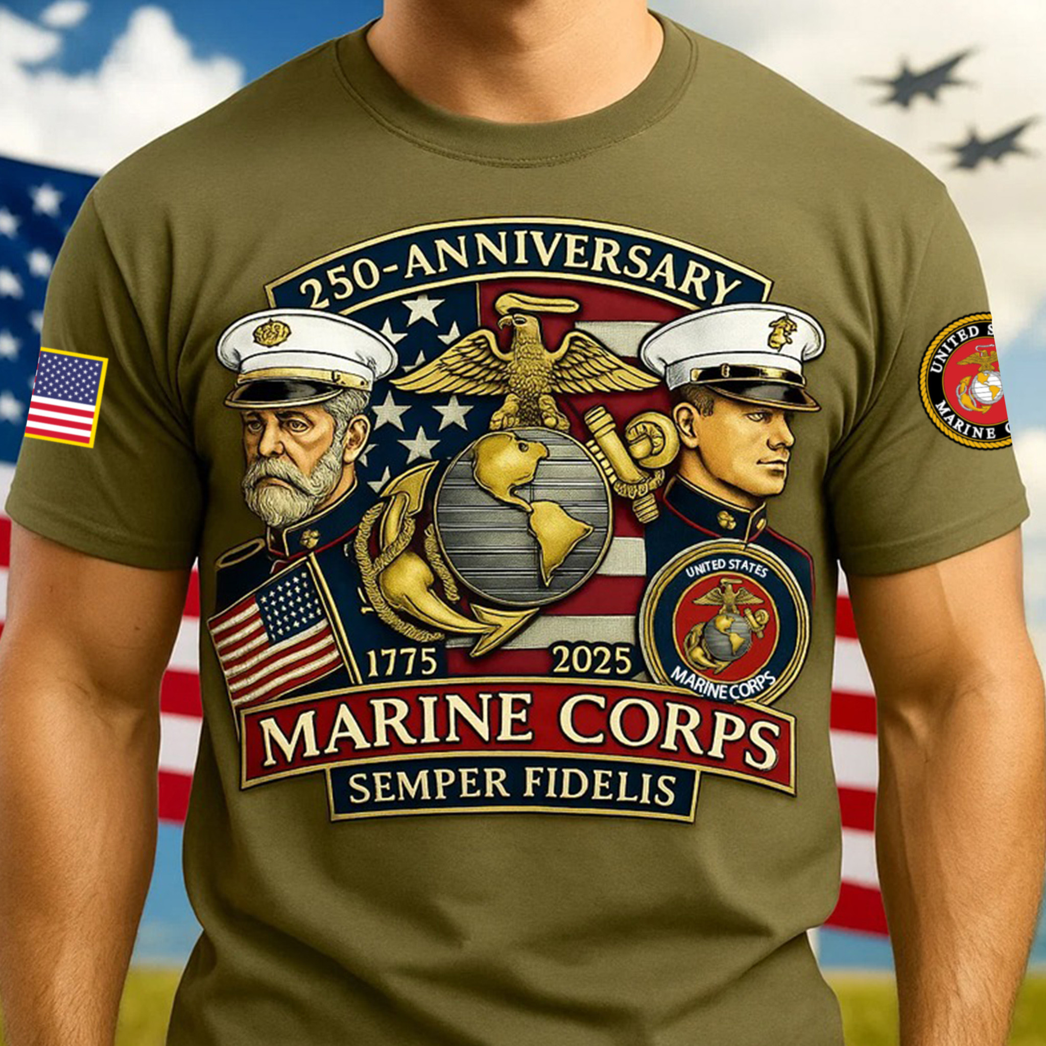 Premium USMC T-Shirt VPVC930049, 250th Anniversary Marine Corps Shirt, Gifts For Marine Veteran, Gifts On Father’s Day, Veterans Day