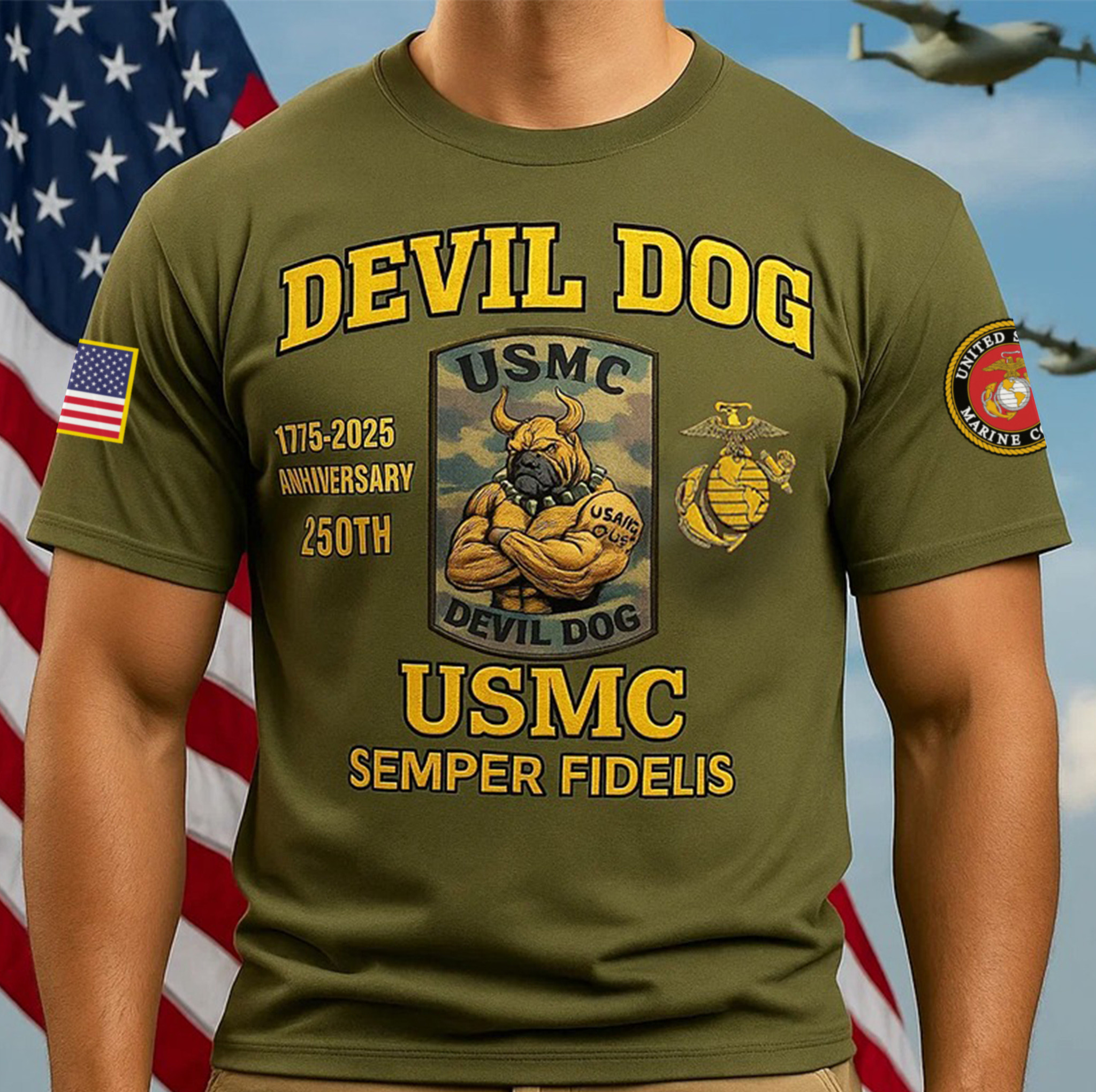 Premium USMC T-Shirt VPVC930053, 250th Anniversary Marine Corps Shirt, Gifts For Marine Veteran, Gifts On Father’s Day, Veterans Day