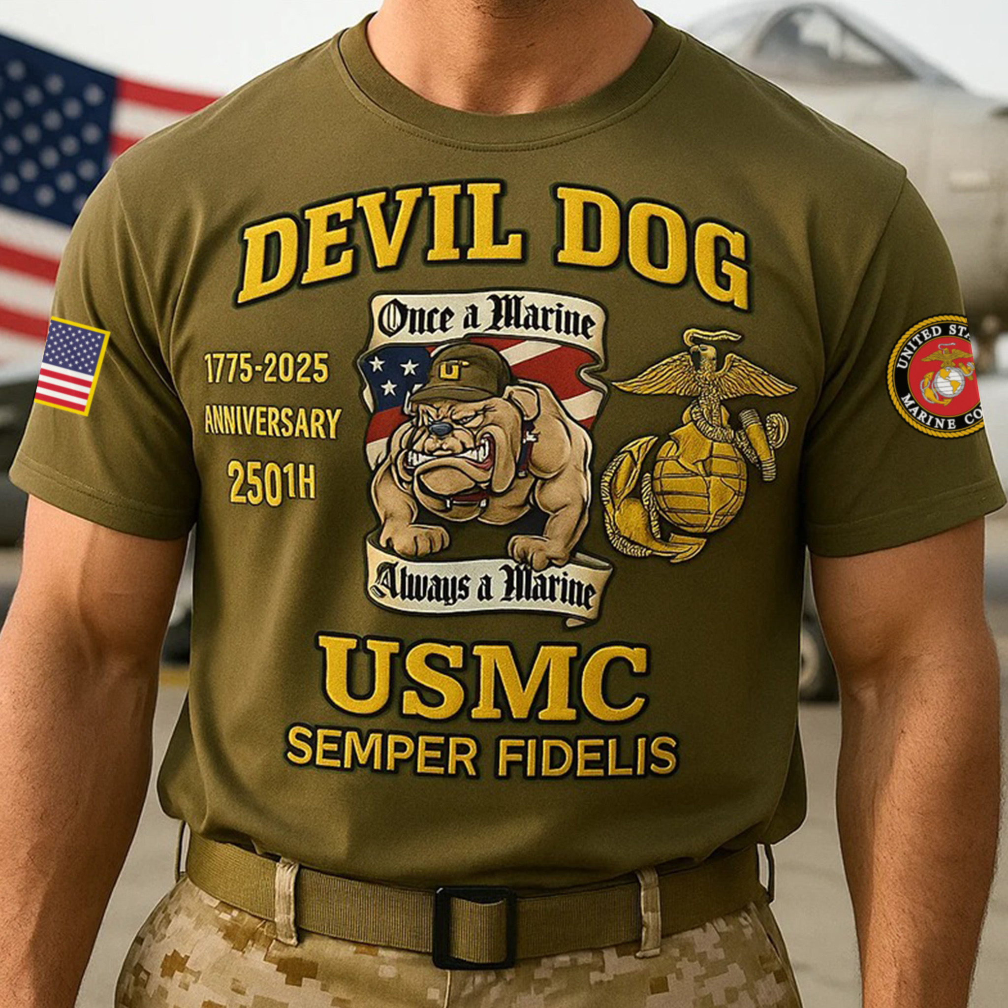 Premium USMC T-Shirt VPVC930055, 250th Anniversary Marine Corps Shirt, Gifts For Marine Veteran, Gifts On Father’s Day, Veterans Day