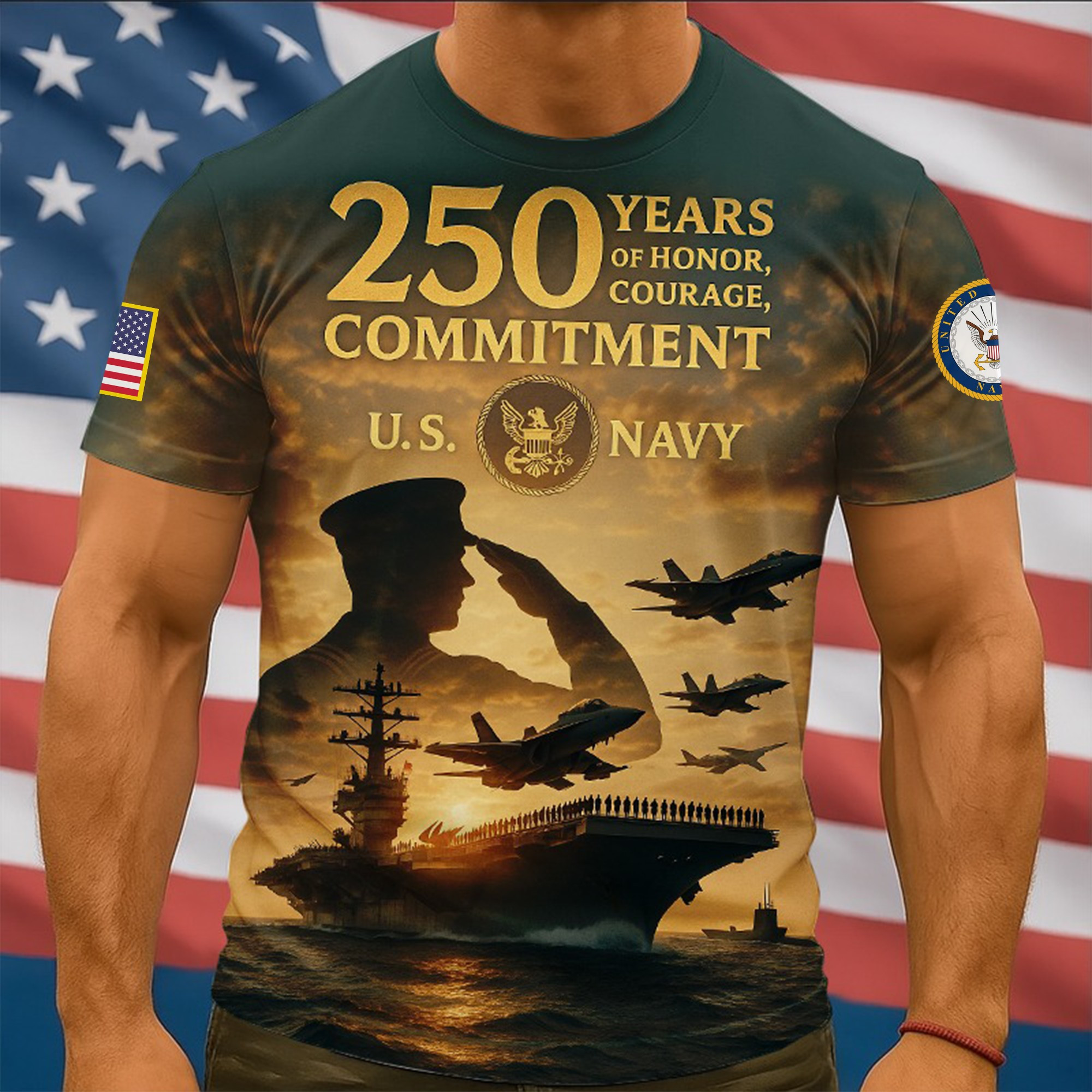 Premium US Navy T-Shirt VPVC930081, 250th Anniversary Navy Shirt, Gifts For Navy Veteran, Gifts On Father’s Day, Veterans Day