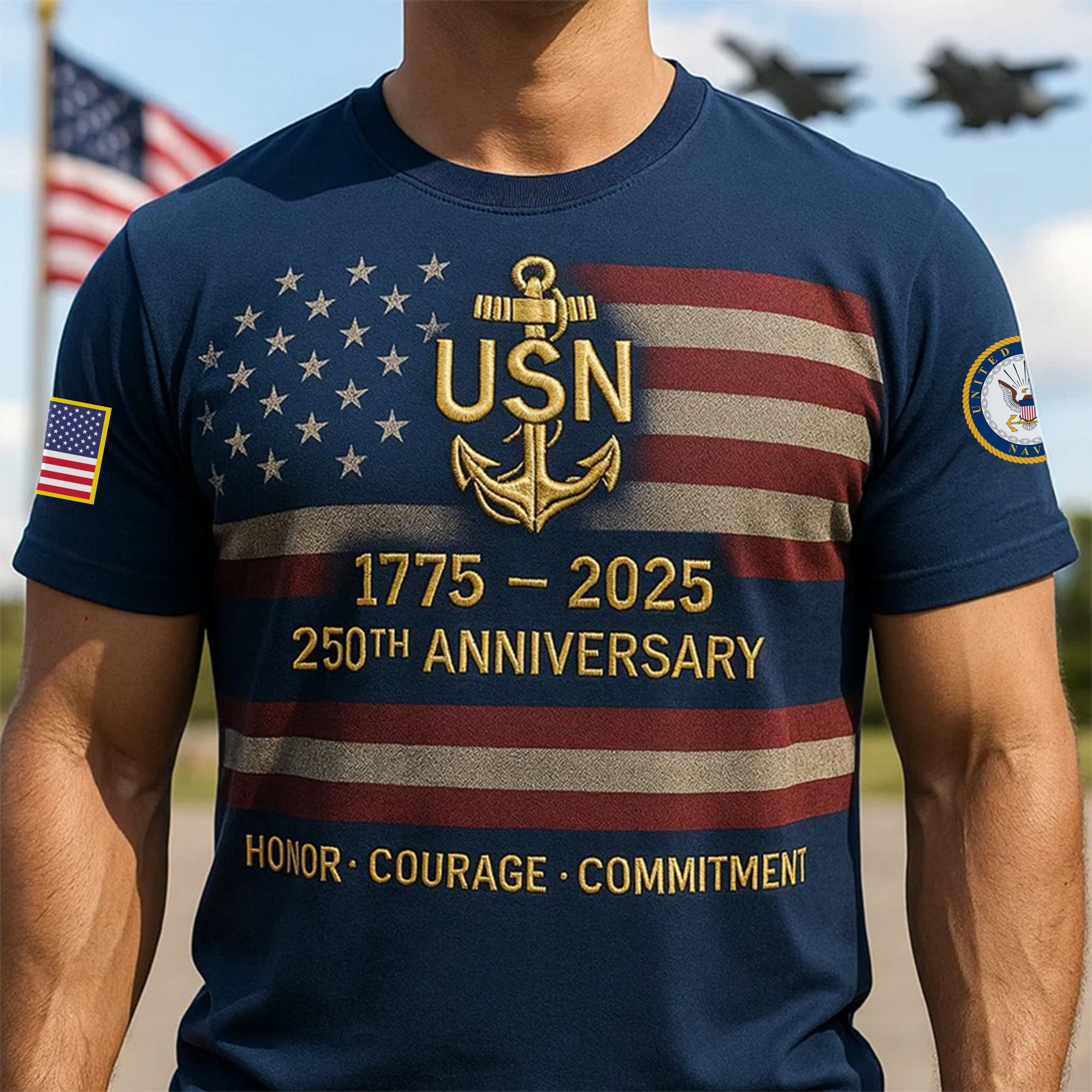 Premium US Navy T-Shirt VPVC930066, 250th Anniversary Navy Shirt, Gifts For Navy Veteran, Gifts On Father’s Day, Veterans Day