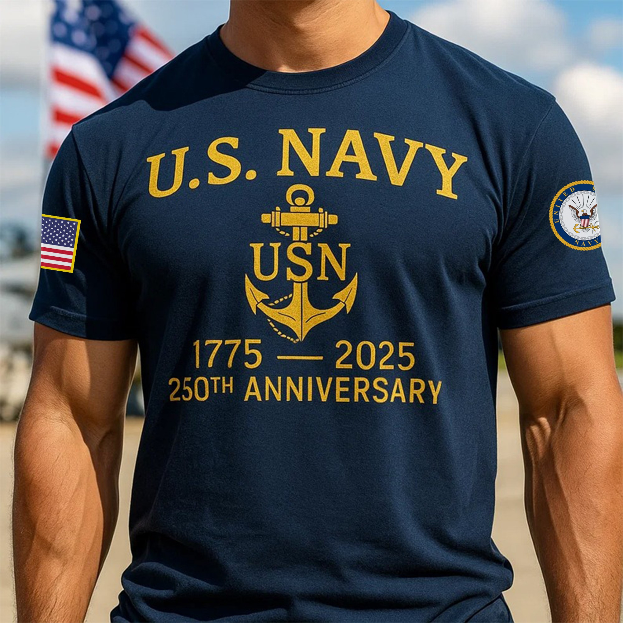 Premium US Navy T-Shirt VPVC930069, 250th Anniversary Navy Shirt, Gifts For Navy Veteran, Gifts On Father’s Day, Veterans Day