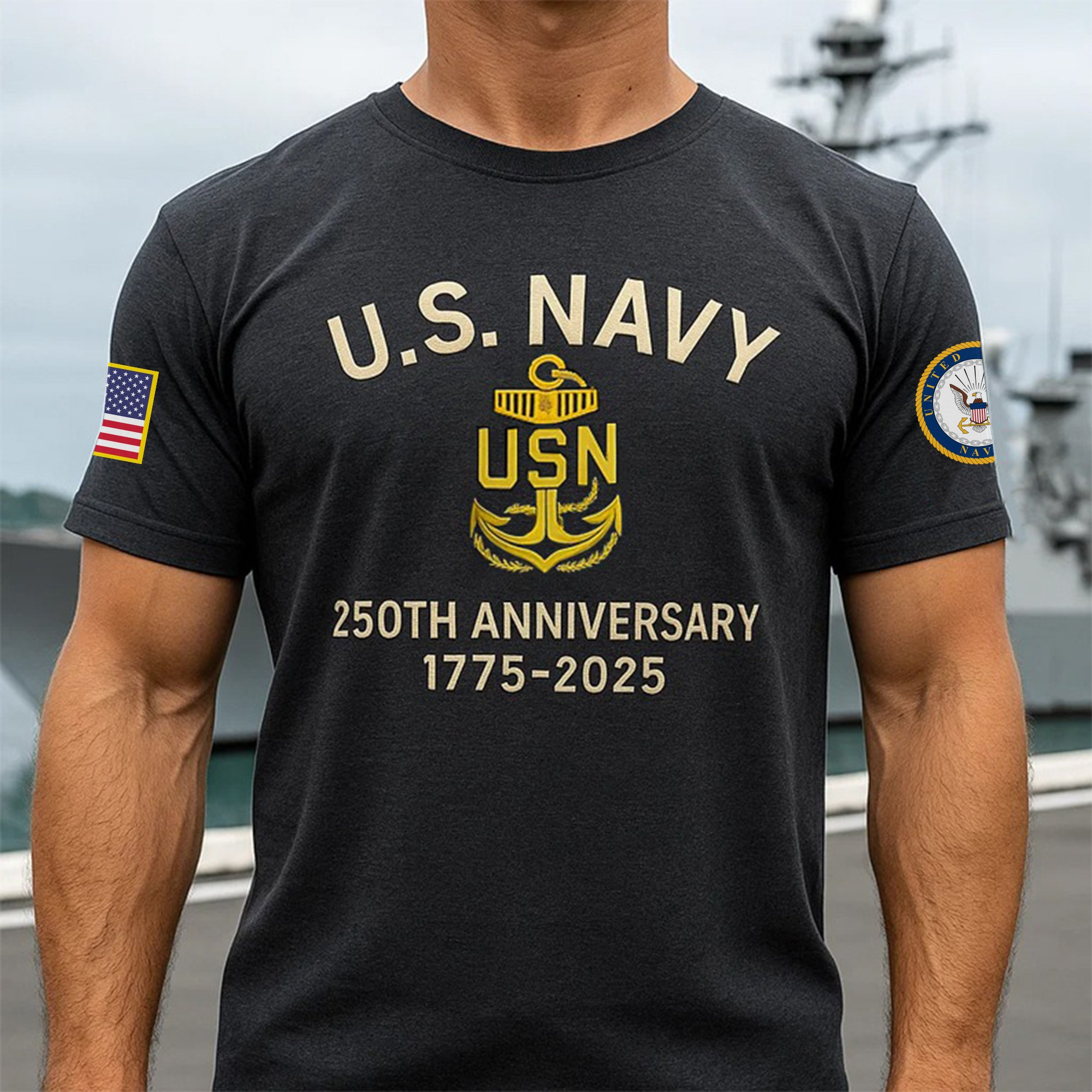 Premium US Navy T-Shirt VPVC930073, 250th Anniversary Navy Shirt, Gifts For Navy Veteran, Gifts On Father’s Day, Veterans Day