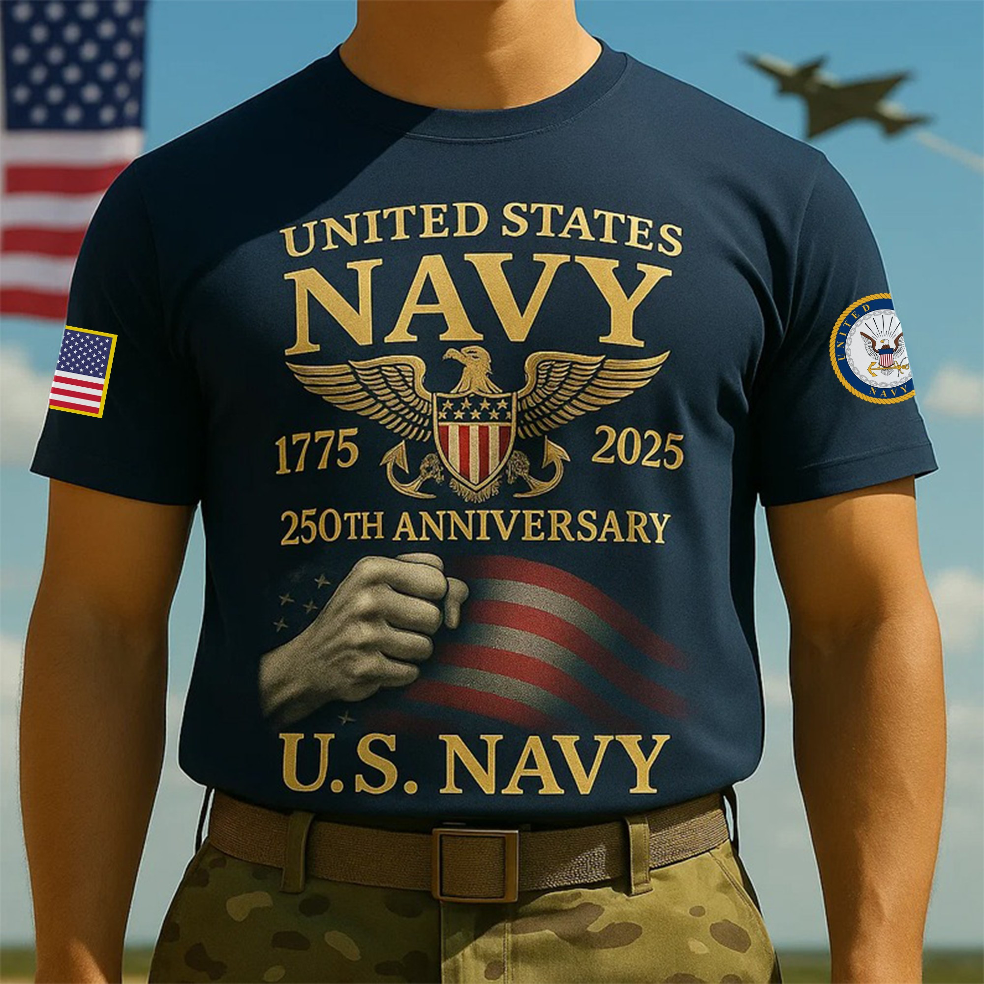 Premium US Navy T-Shirt VPVC930075, 250th Anniversary Navy Shirt, Gifts For Navy Veteran, Gifts On Father’s Day, Veterans Day