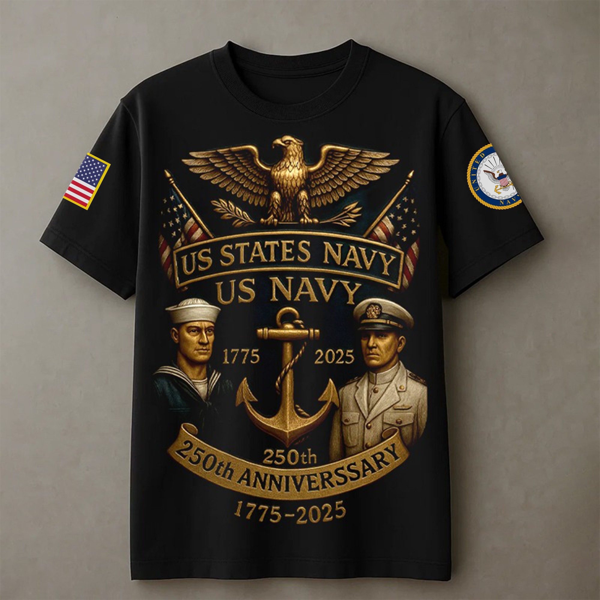 Premium US Navy T-Shirt VPVC930080, 250th Anniversary Navy Shirt, Gifts For Navy Veteran, Gifts On Father’s Day, Veterans Day