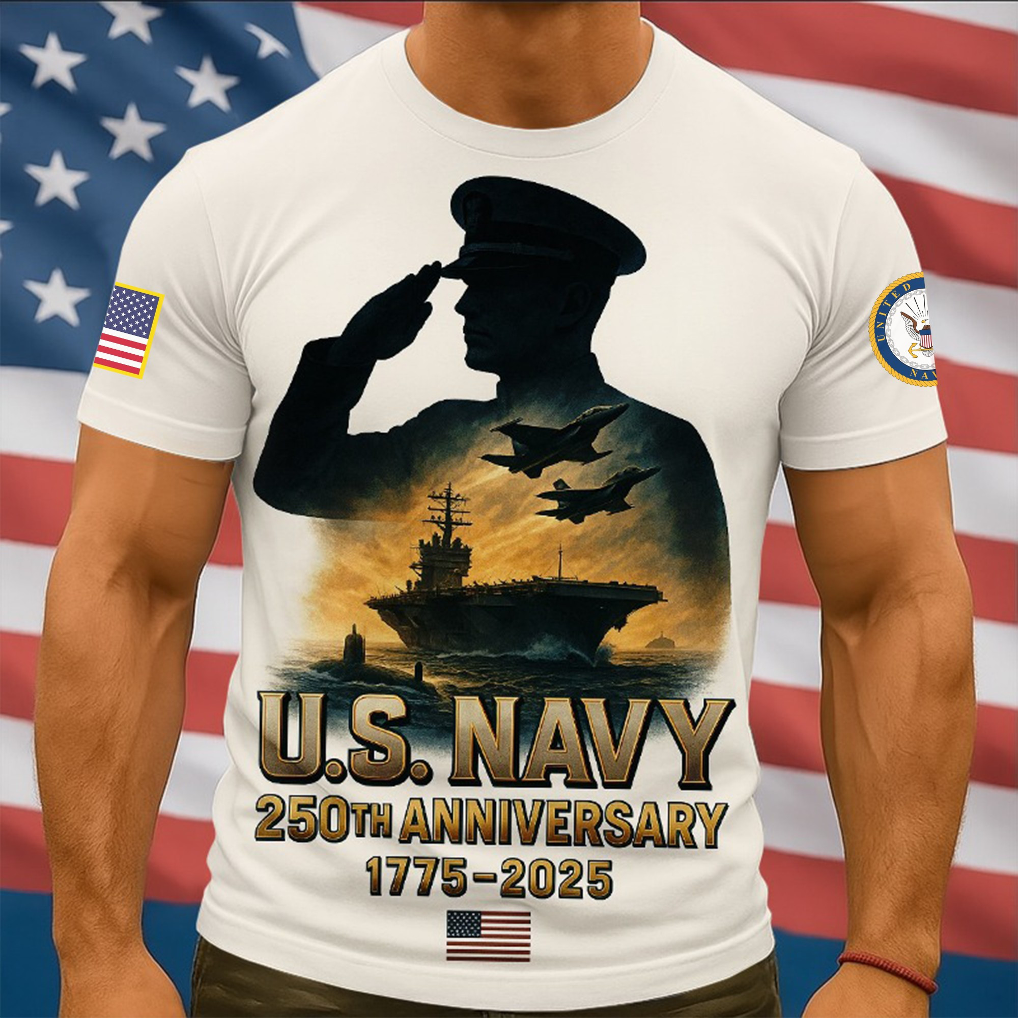 Premium US Navy T-Shirt VPVC930083, 250th Anniversary Navy Shirt, Gifts For Navy Veteran, Gifts On Father’s Day, Veterans Day