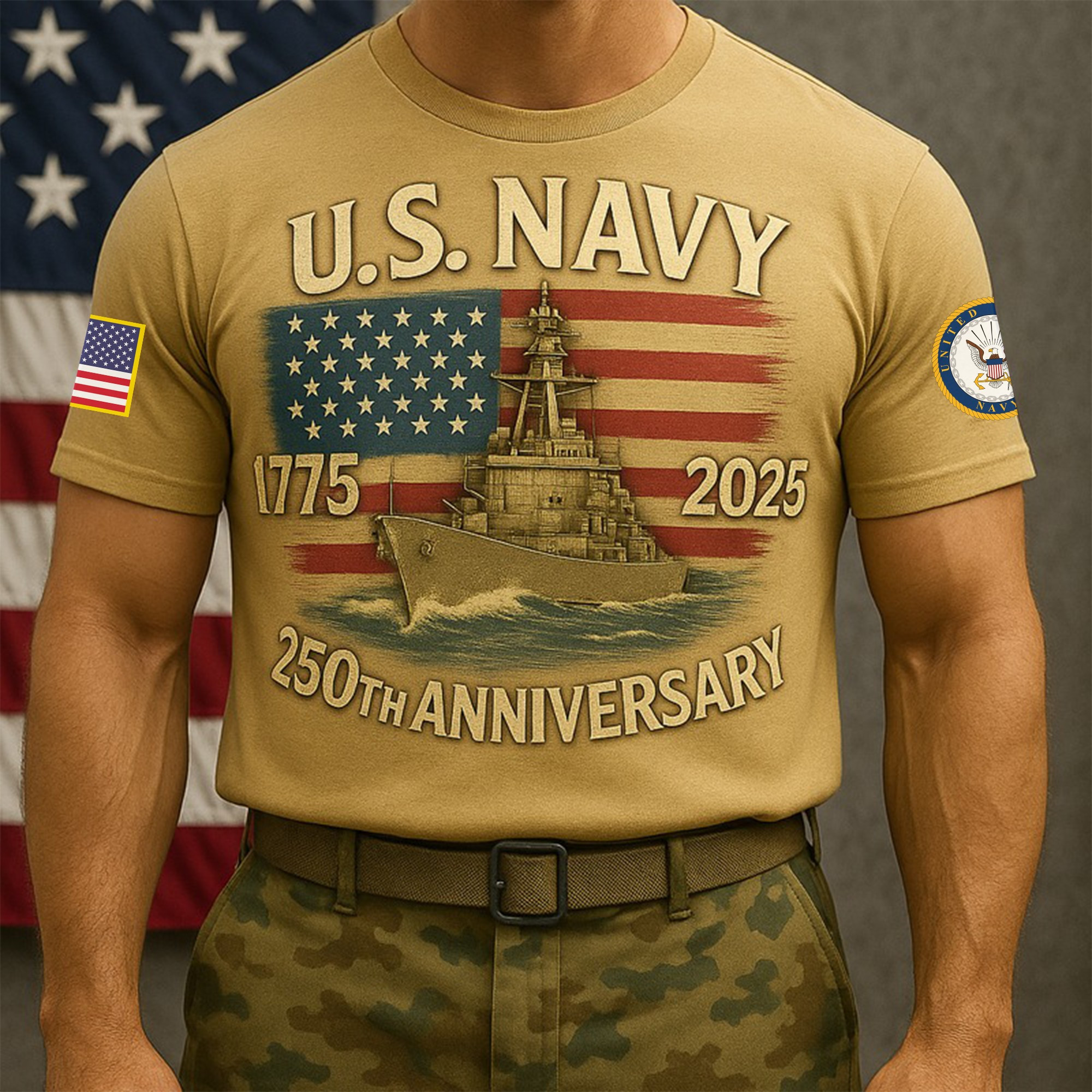 Premium US Navy T-Shirt VPVC930084, 250th Anniversary Navy Shirt, Gifts For Navy Veteran, Gifts On Father’s Day, Veterans Day