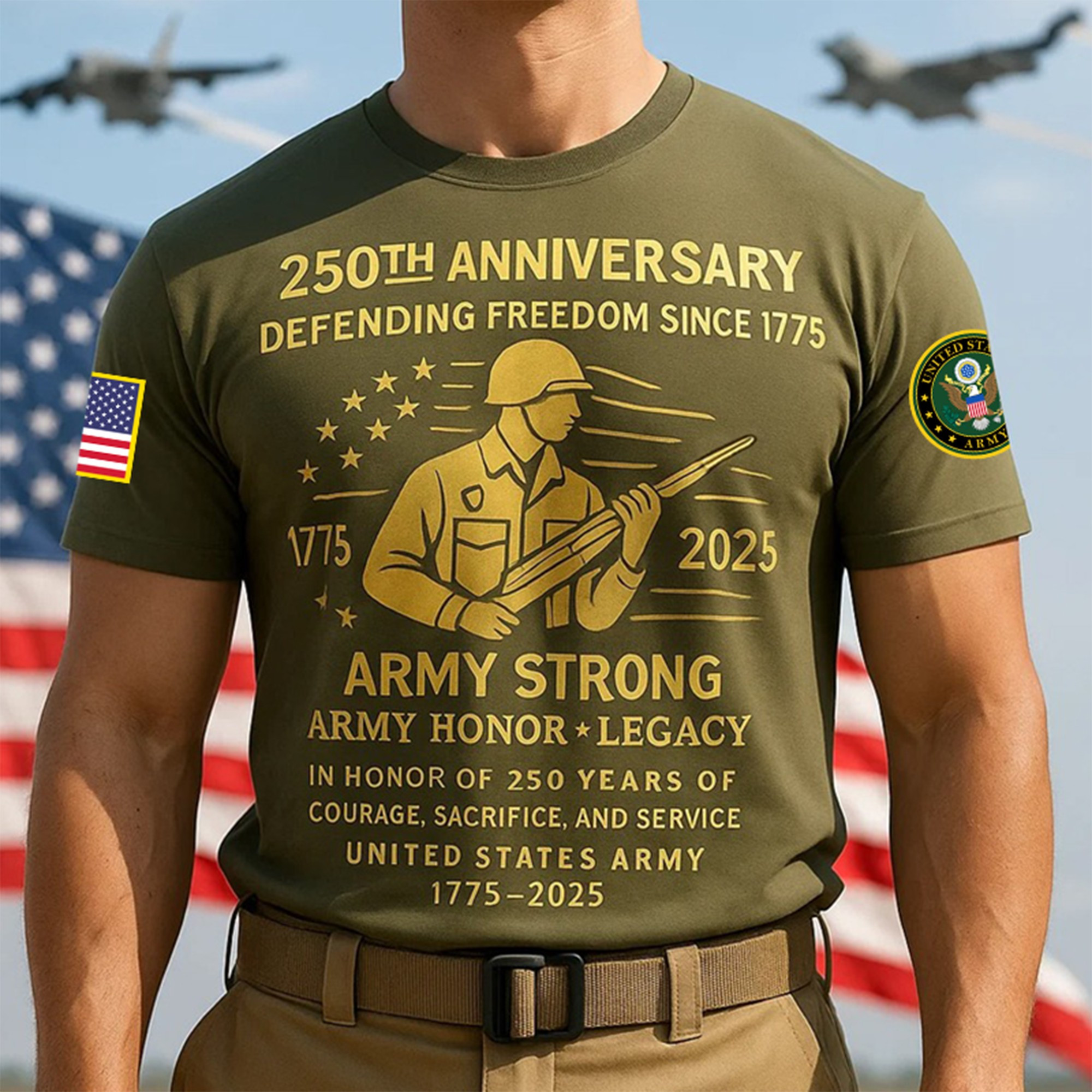 Premium 250th Anniversary Of The Army T-Shirt VPVC930091, Gifts For Army Veteran, Gifts On Father’s Day, Veterans Day