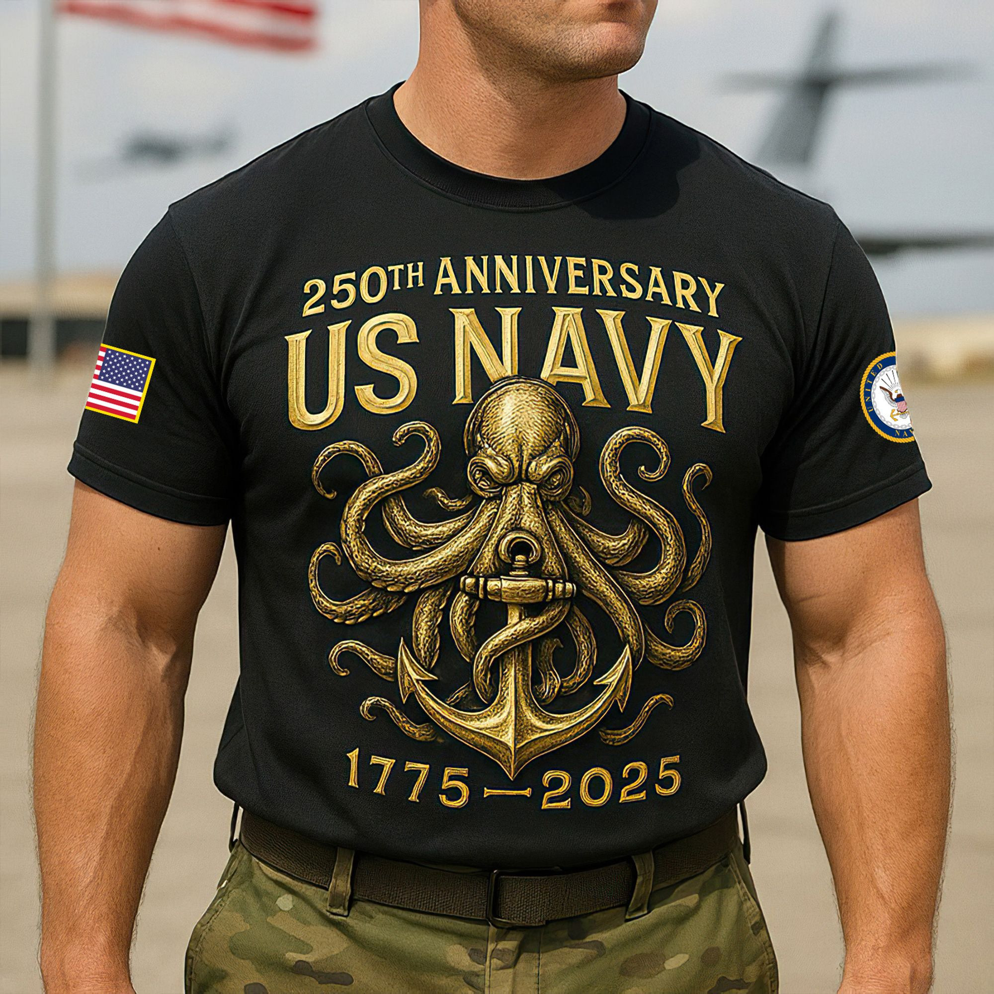 Premium US Navy T-Shirt VPVC930107, 250th Anniversary Navy Shirt, Gifts For Navy Veteran, Gifts On Father’s Day, Veterans Day