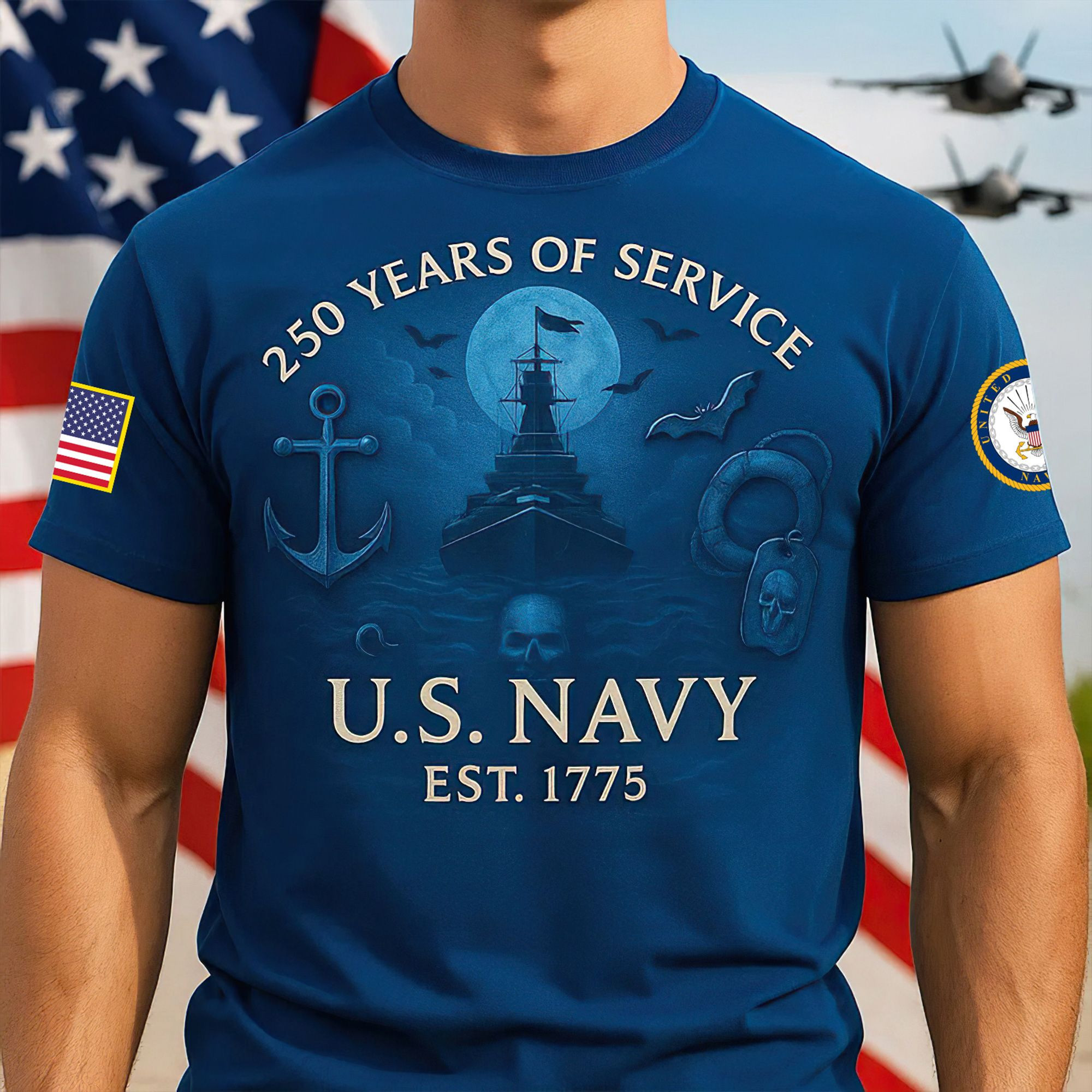 Premium US Navy T-Shirt VPVC930108, 250th Anniversary Navy Shirt, Gifts For Navy Veteran, Gifts On Father’s Day, Veterans Day