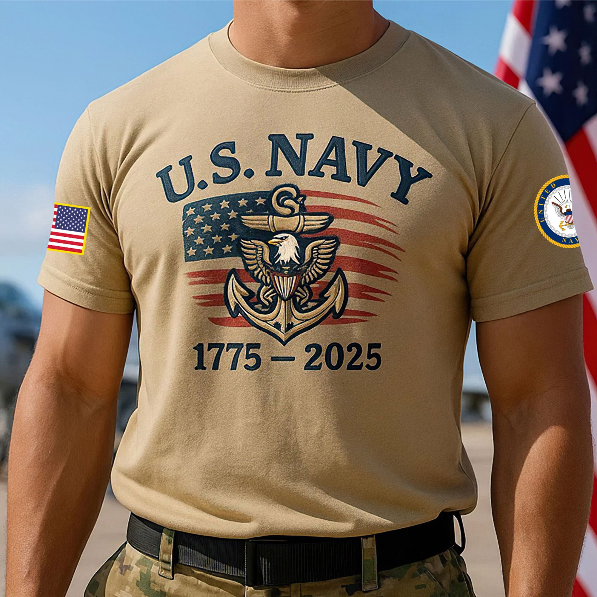 Premium US Navy T-Shirt VPVC930110, 250th Anniversary Navy Shirt, Gifts For Navy Veteran, Gifts On Father’s Day, Veterans Day