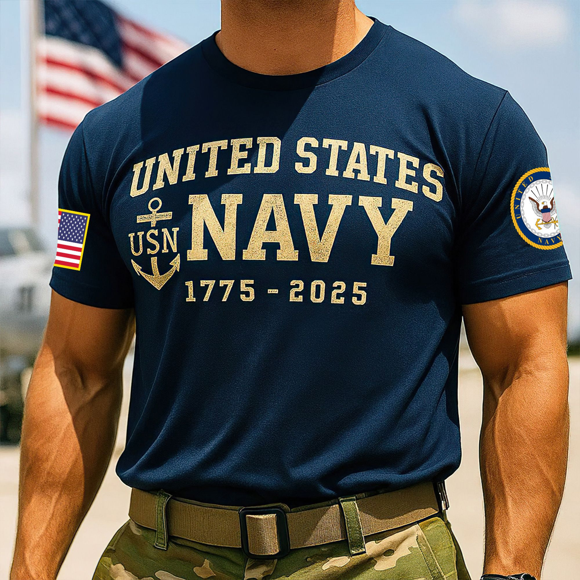 Premium US Navy T-Shirt VPVC930113, 250th Anniversary Navy Shirt, Gifts For Navy Veteran, Gifts On Father’s Day, Veterans Day