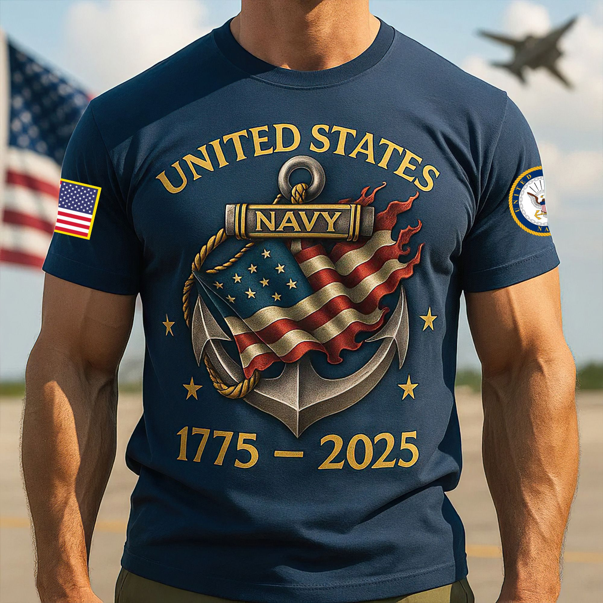 Premium US Navy T-Shirt VPVC930115, 250th Anniversary Navy Shirt, Gifts For Navy Veteran, Gifts On Father’s Day, Veterans Day