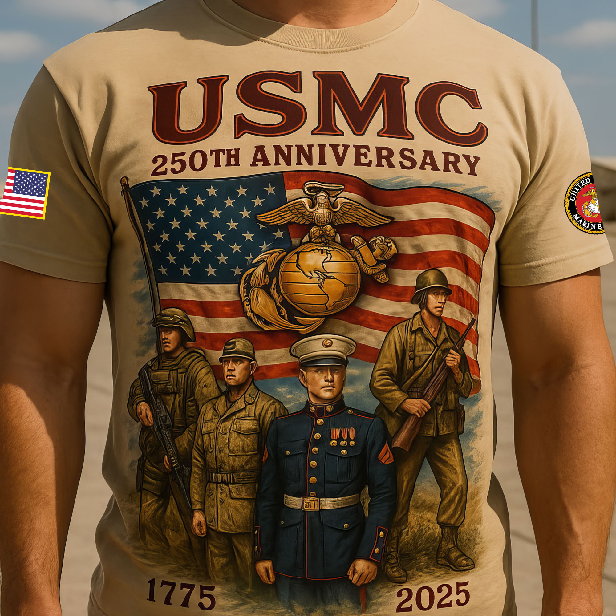 Premium USMC T-Shirt VPVC930129, 250th Anniversary Marine Corps Shirt, Gifts For Marine Veteran, Gifts On Father’s Day, Veterans Day