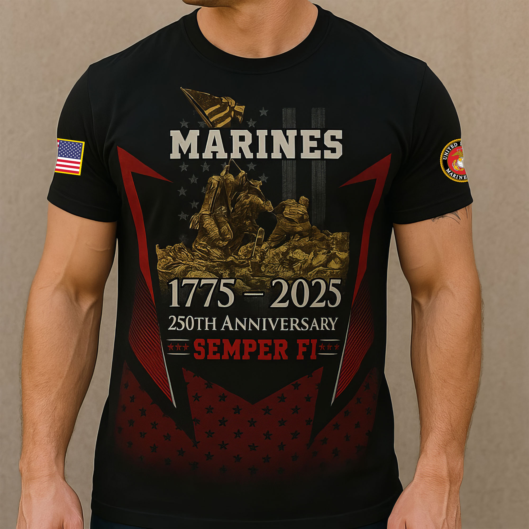 Premium USMC T-Shirt VPVC930130, 250th Anniversary Marine Corps Shirt, Gifts For Marine Veteran, Gifts On Father’s Day, Veterans Day