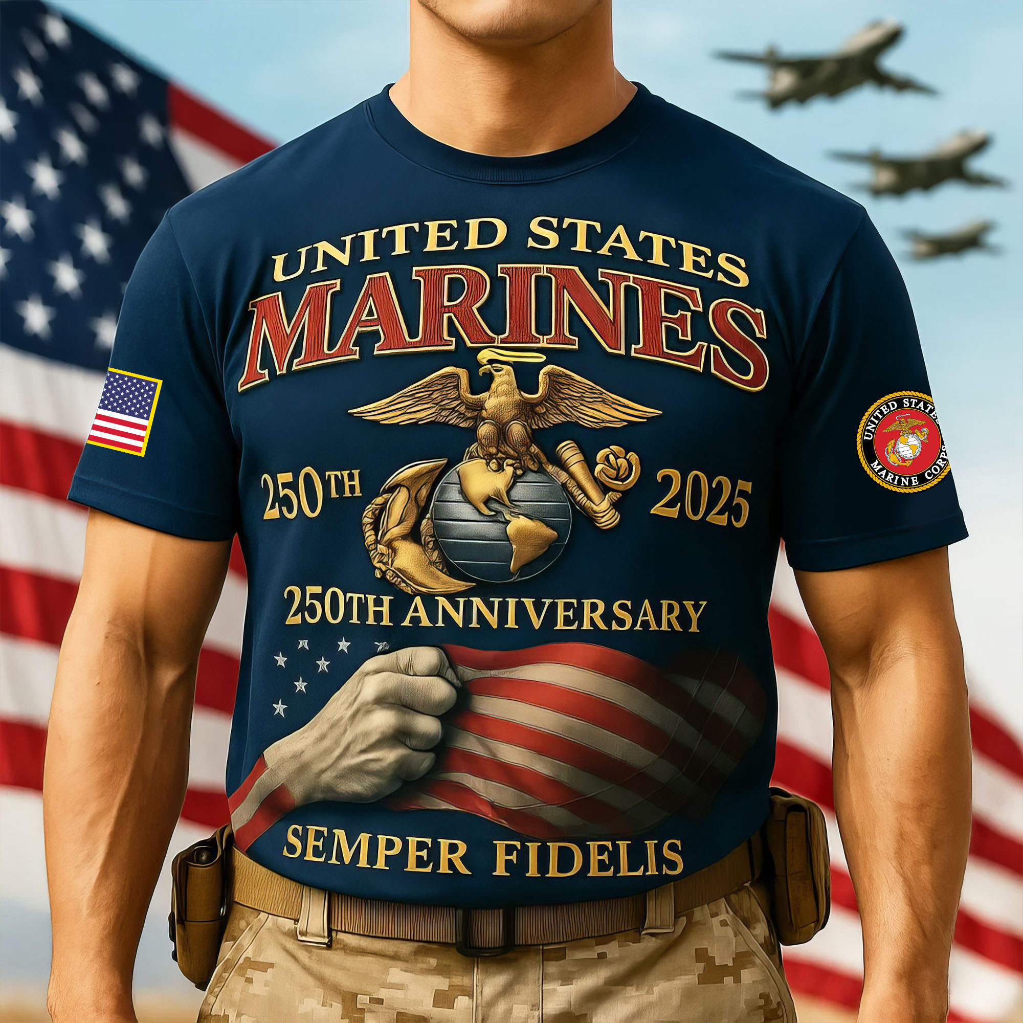 Premium USMC T-Shirt VPVC930142, 250th Anniversary Marine Corps Shirt, Gifts For Marine Veteran, Gifts On Father’s Day, Veterans Day