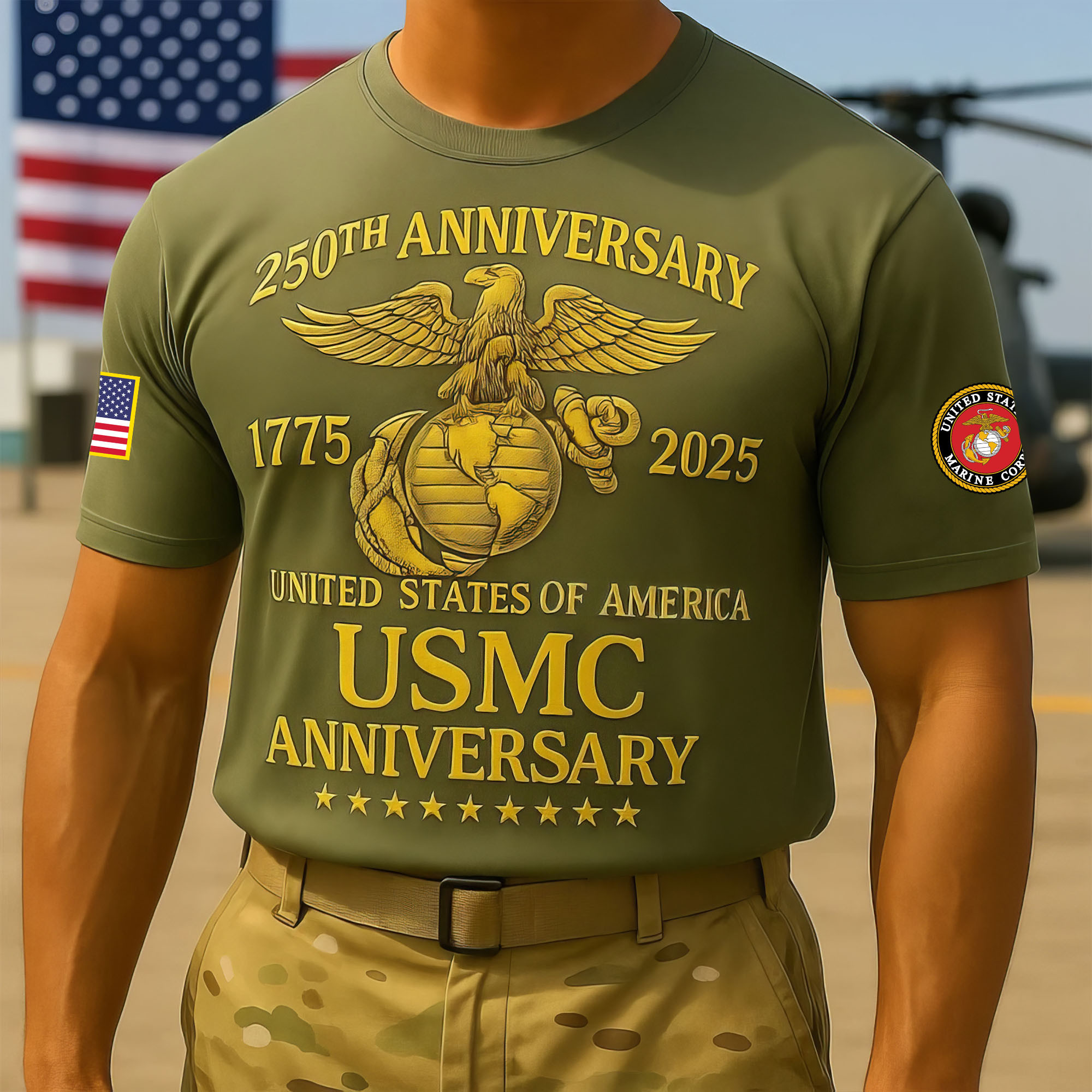 Premium USMC T-Shirt VPVC930150, 250th Anniversary Marine Corps Shirt, Gifts For Marine Veteran, Gifts On Father’s Day, Veterans Day
