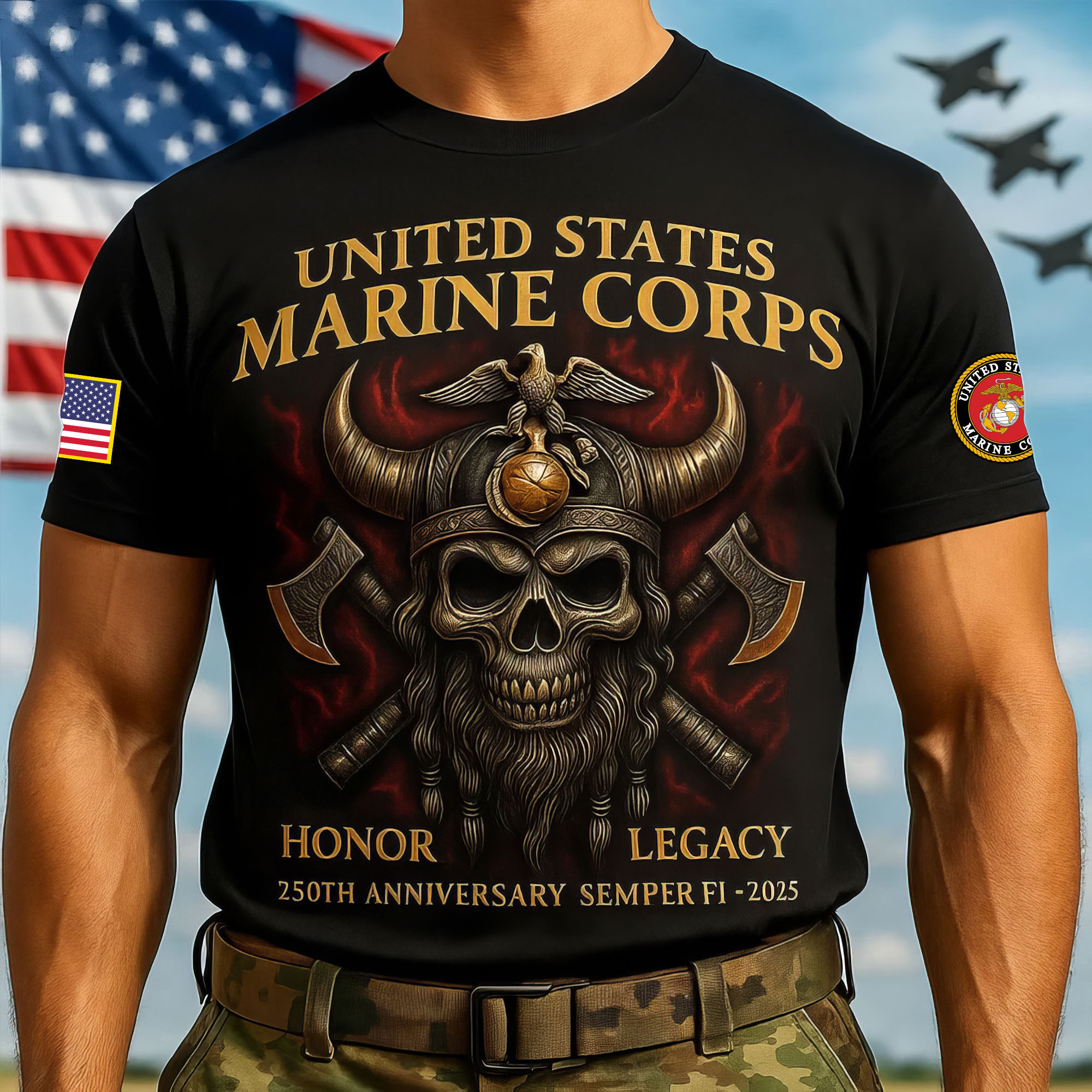 Premium USMC T-Shirt VPVC930161, 250th Anniversary Marine Corps Shirt, Gifts For Marine Veteran, Gifts On Father’s Day, Veterans Day