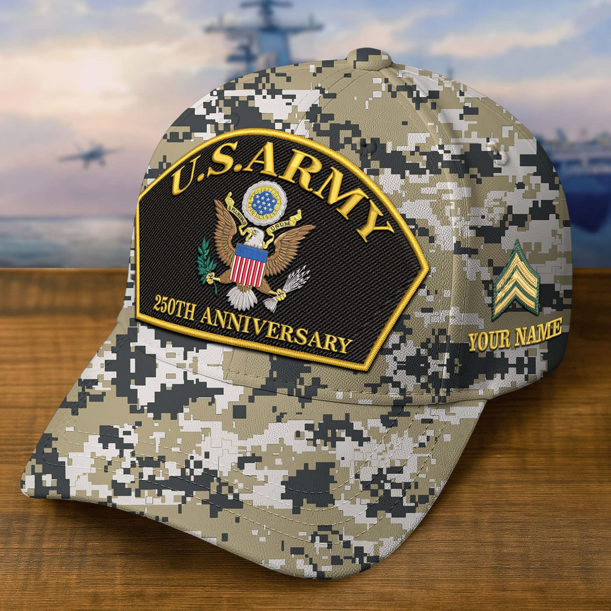 Premium 250th Anniversary Of The Army Embroidered Hats VPVC309001, Custom Name & Rank, Gifts For Army Veteran, Gifts On Father’s Day, Veterans Day