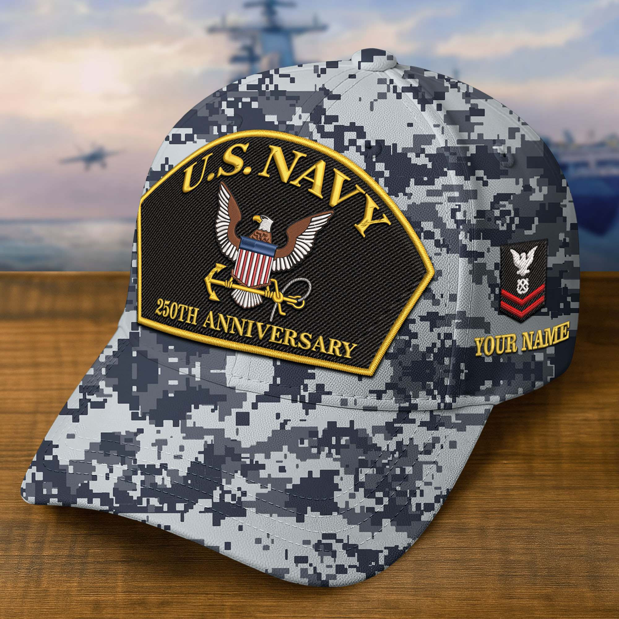 Premium Custom US Navy Embroidered Hat VPVC309004, 250th Anniversary Navy Hat, Gifts For Navy Veteran, Gifts On Father’s Day, Veterans Day