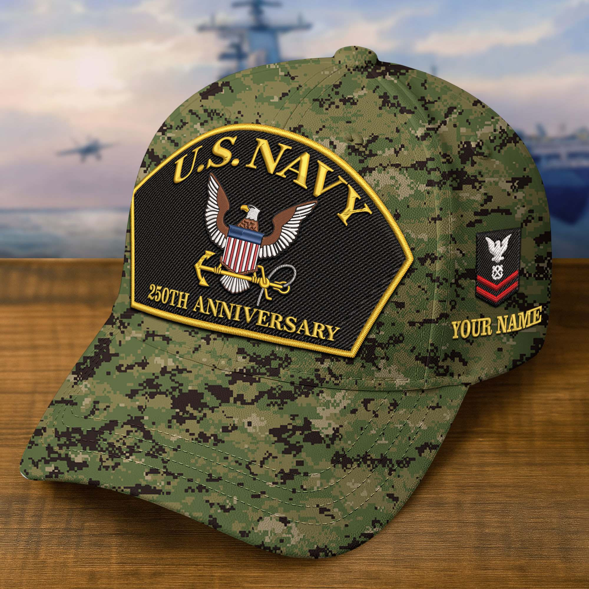 Premium Custom US Navy Embroidered Hat VPVC309005, 250th Anniversary Navy Hat, Gifts For Navy Veteran, Gifts On Father’s Day, Veterans Day