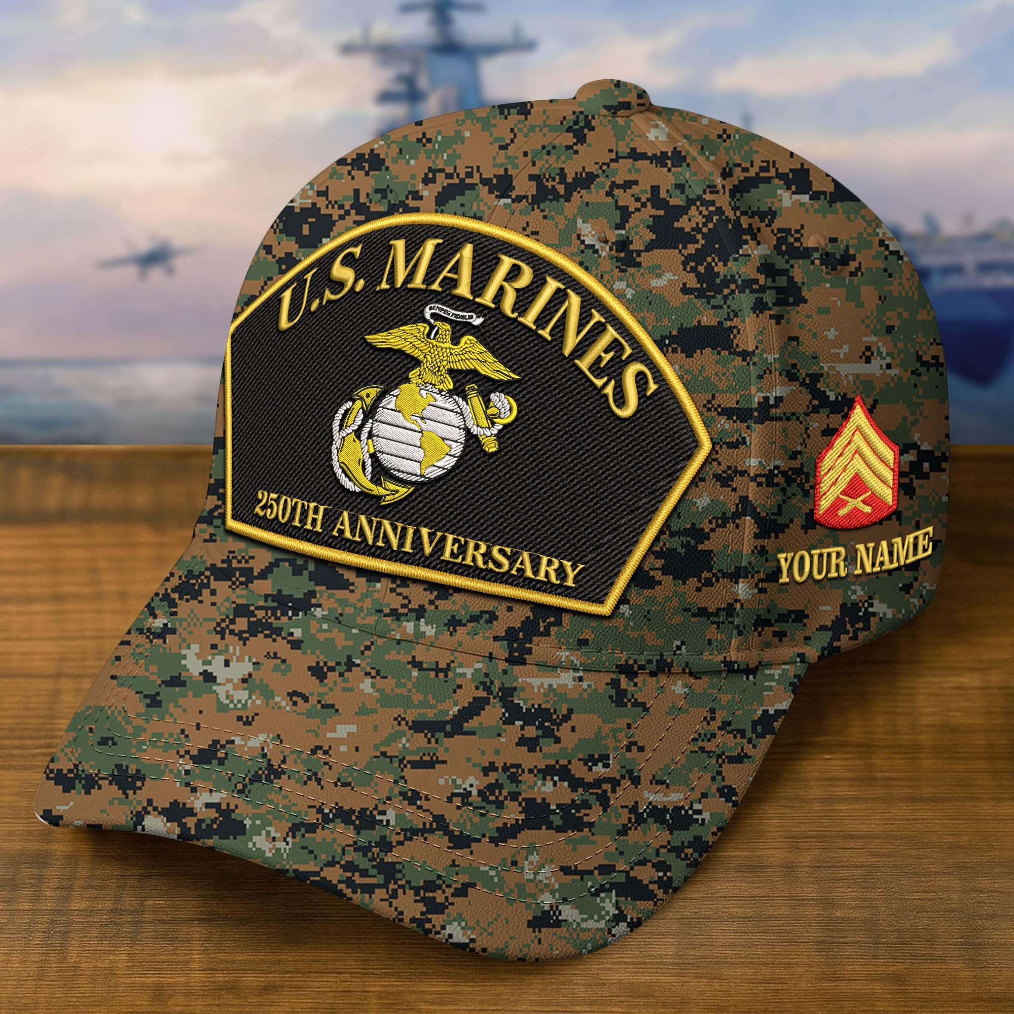 Premium Custom USMC Embroidered Hat VPVC309006, 250th Anniversary Marine Corps Hat, Gifts For Marine Veteran, Gifts On Father’s Day, Veterans Day